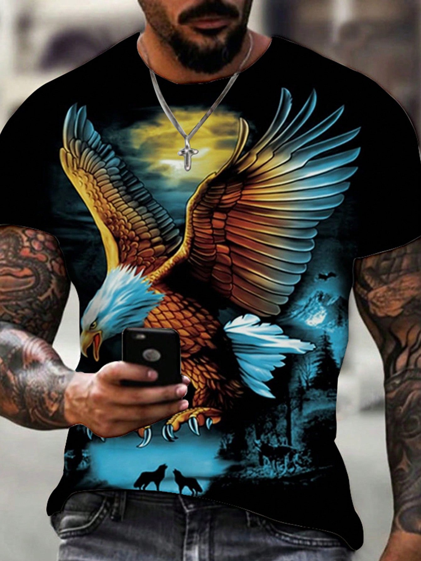 Men Plus Eagle Print Tee