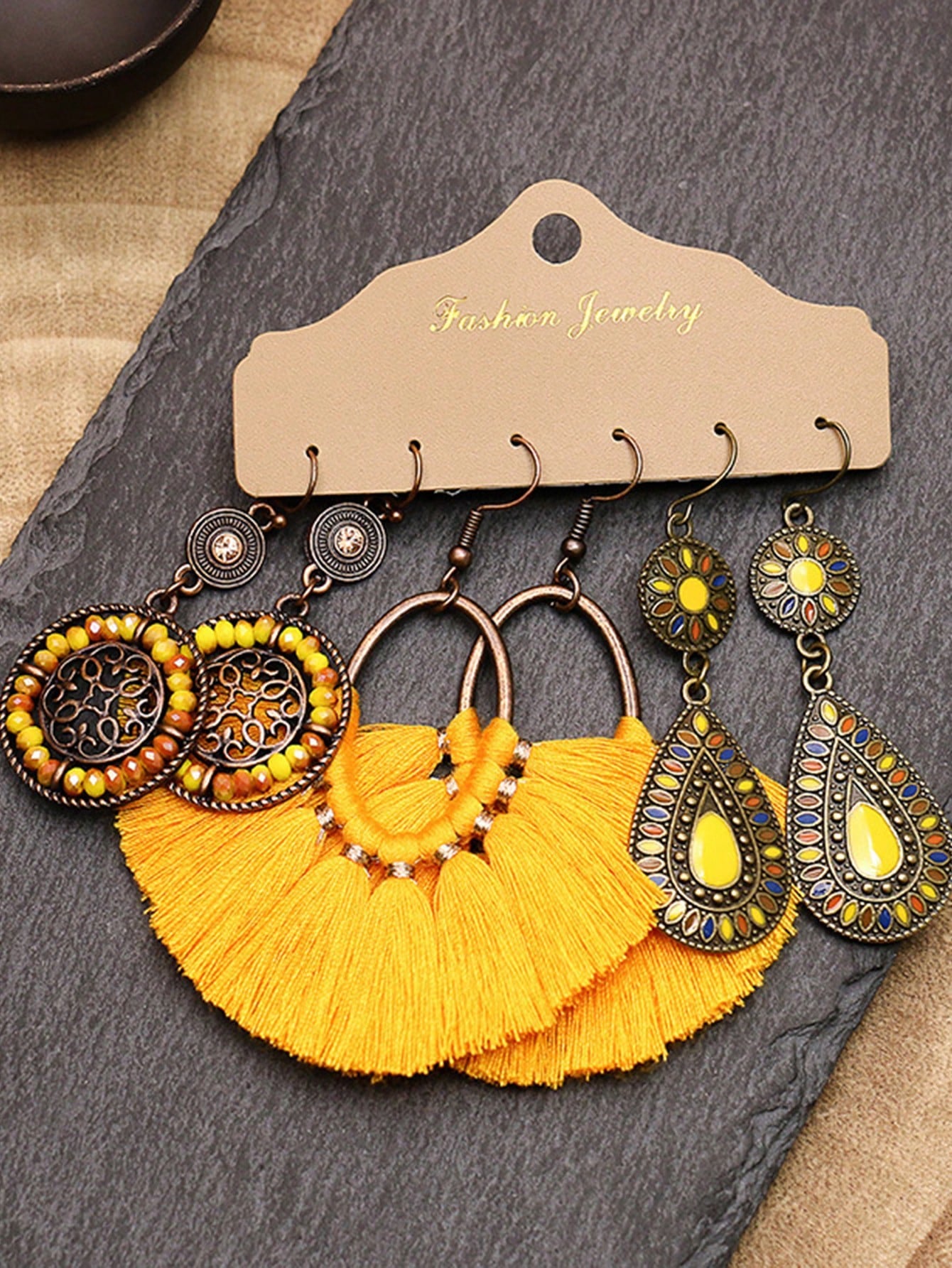 6pairs Vintage Flower Design Women's Bohemian Style Vacation Earrings