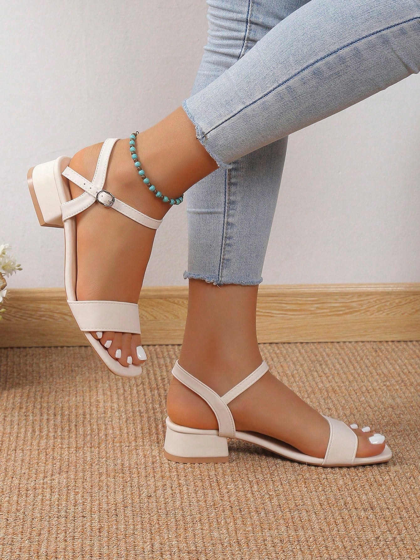 Mid-Heel Chunky Women's Sandals, 2024 Summer New Arrival, High-Heeled Ankle Strap Sandals