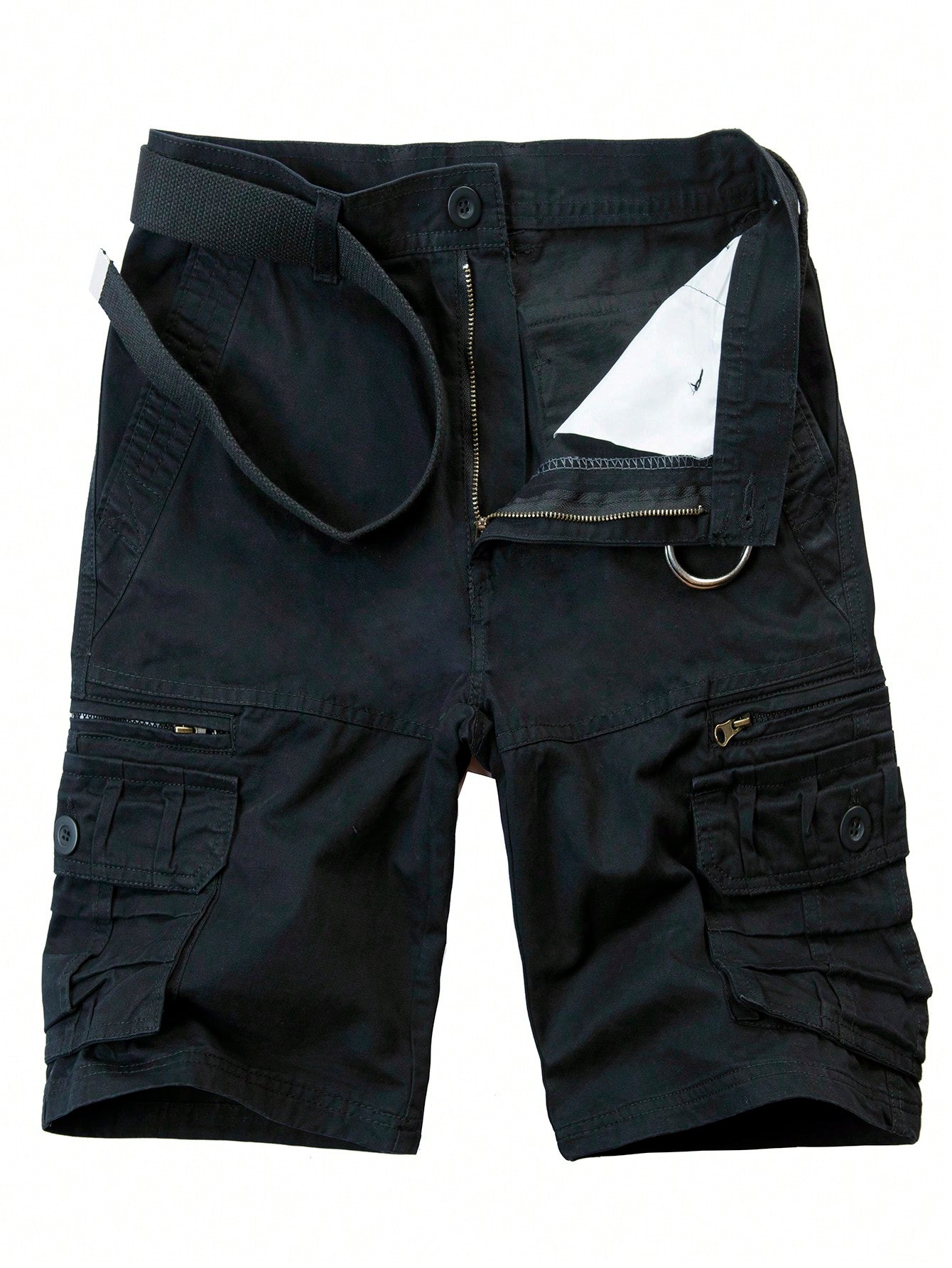 Men Flap Pocket Cargo Shorts Without Belt