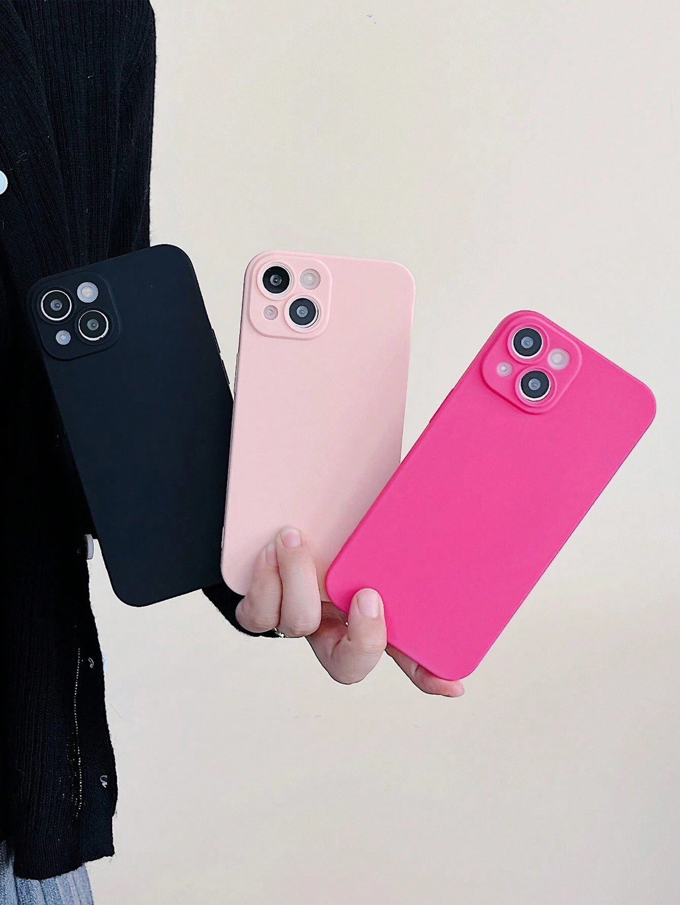 Basic Phone Cases Solid Color Phone Case, Simple Phone Case, Silicone Phone Case, Fashionable Phone Case, Black White Pink Phone Case Compatible With Iphone 16, IPhone 16 Pro Max, IPhone 16 Pro, IPhone 16 Plus, IPhone Samsung Galaxy