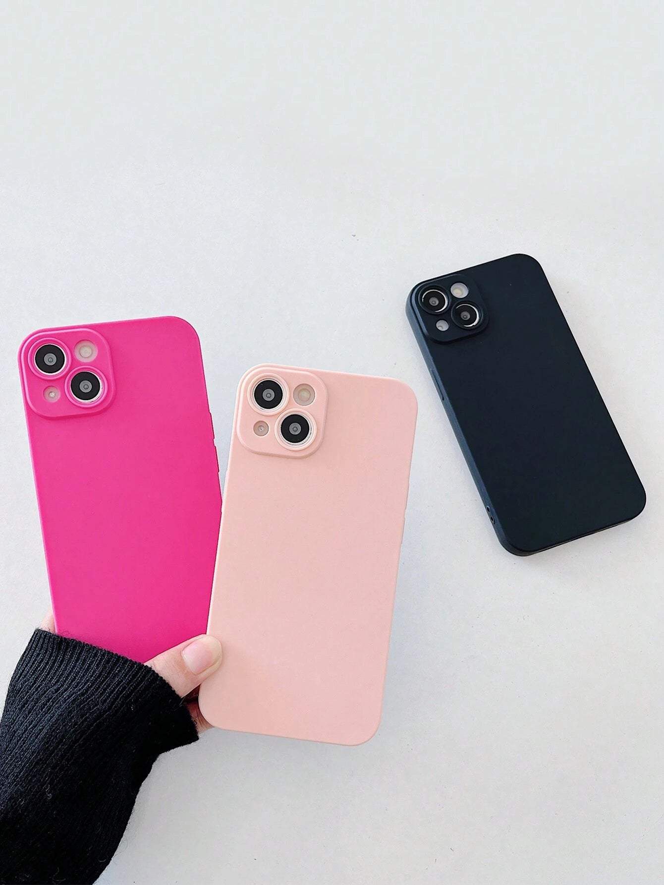 Basic Phone Cases Solid Color Phone Case, Simple Phone Case, Silicone Phone Case, Fashionable Phone Case, Black White Pink Phone Case Compatible With Iphone 16, IPhone 16 Pro Max, IPhone 16 Pro, IPhone 16 Plus, IPhone Samsung Galaxy