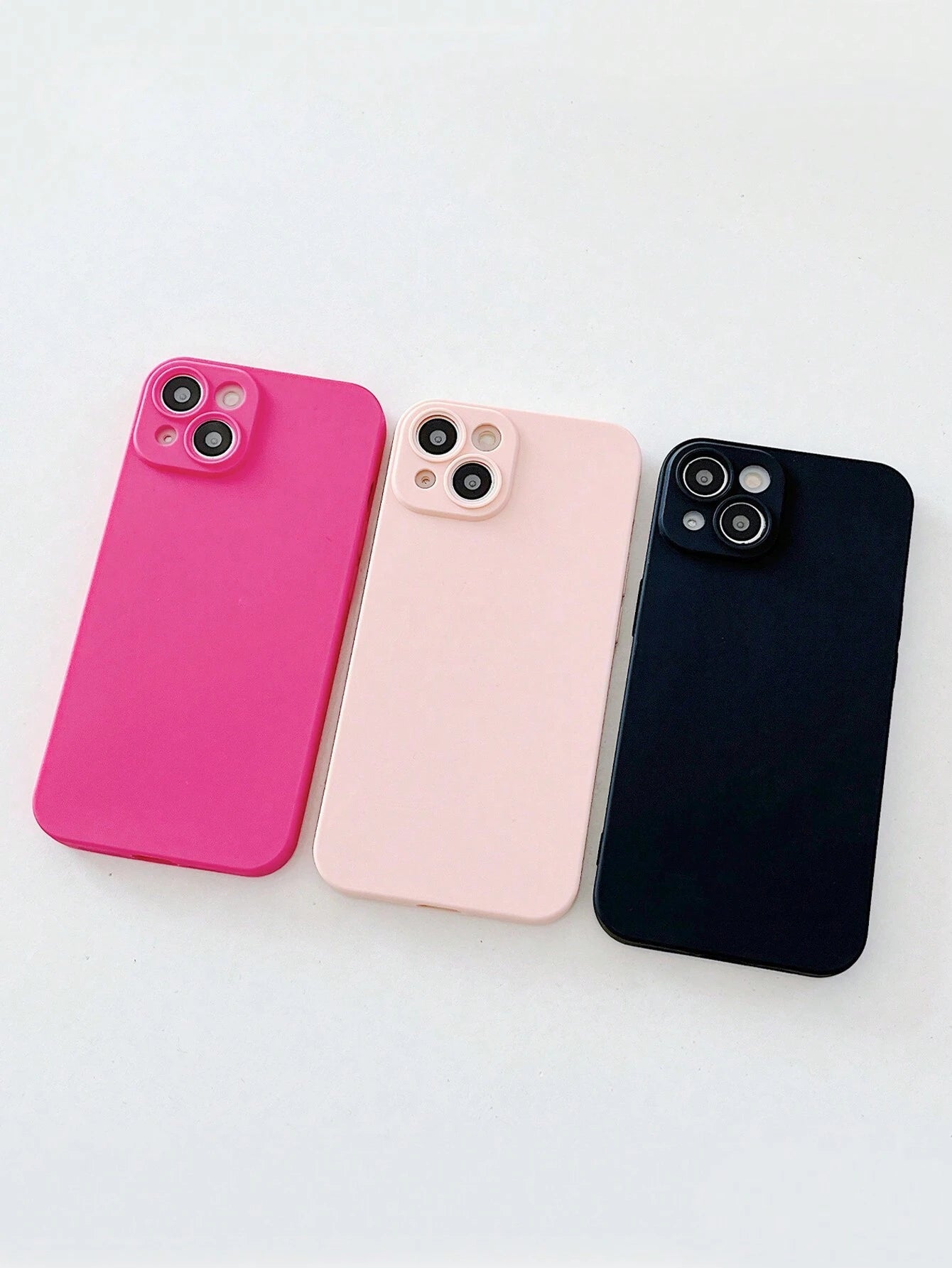 Basic Phone Cases Solid Color Phone Case, Simple Phone Case, Silicone Phone Case, Fashionable Phone Case, Black White Pink Phone Case Compatible With Iphone 16, IPhone 16 Pro Max, IPhone 16 Pro, IPhone 16 Plus, IPhone Samsung Galaxy