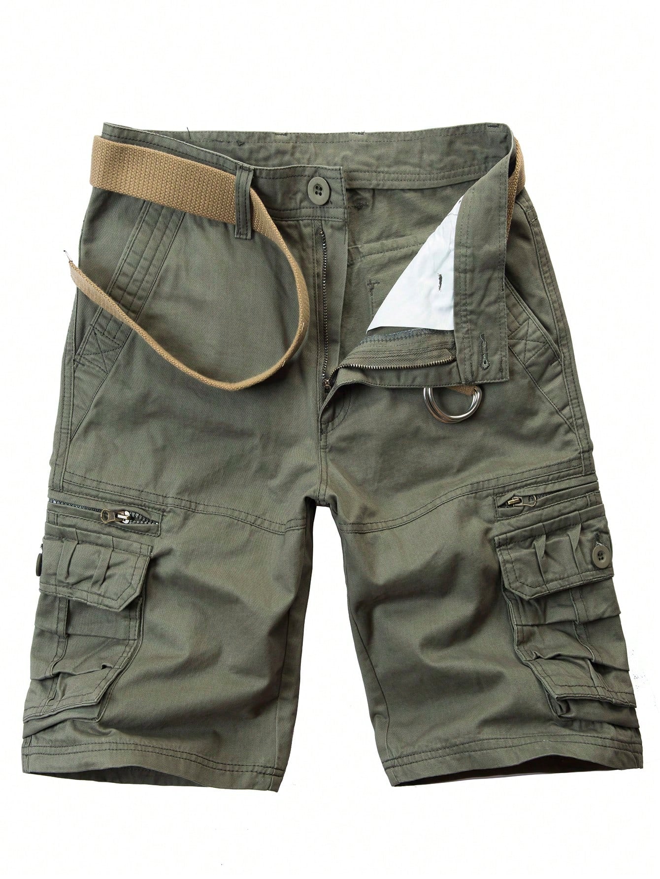 Men Flap Pocket Cargo Shorts Without Belt