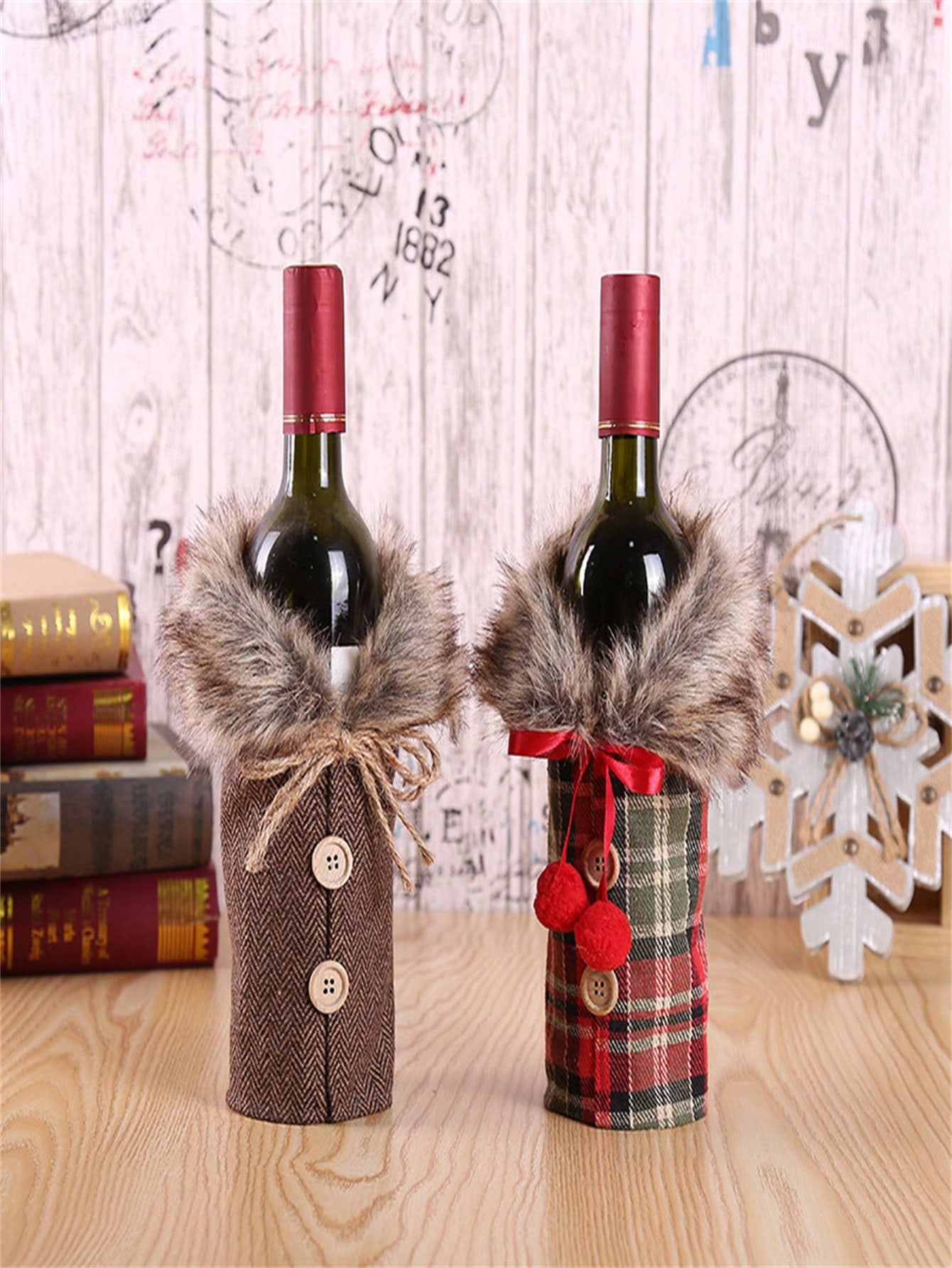 TYFYO 1pc Christmas Wine Bottle Cover Bags Merry Christmas Decorations For Home 2023 Dinner Table Decorations Xmas Ornaments Gift