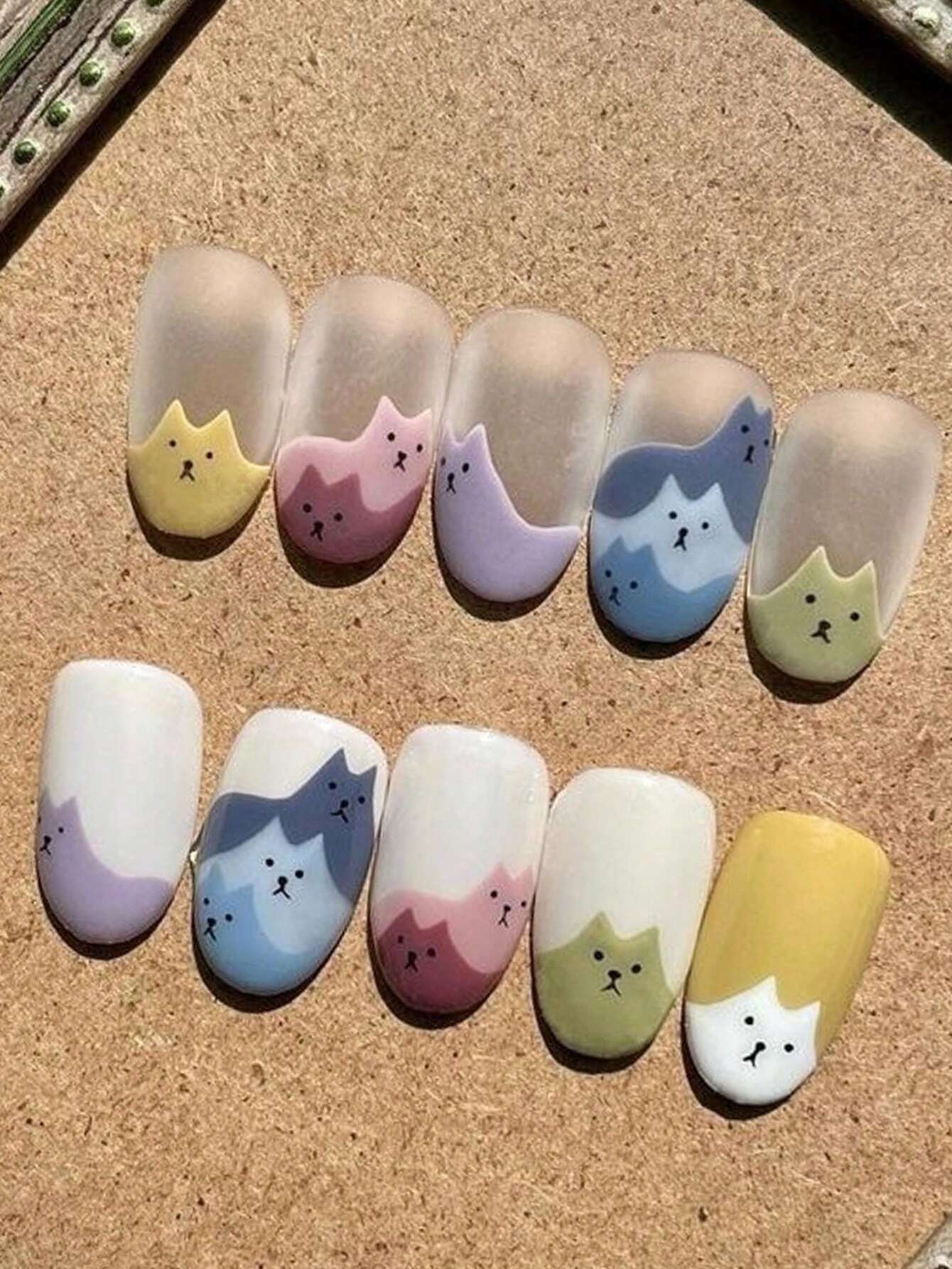 FULL BEAUTY 2pcs Cute Black Cat Nail Stickers 3D Cartoon Animal Self-Adhesive Nail Art Decals Sliders Decorations Manicure Accessories DIY