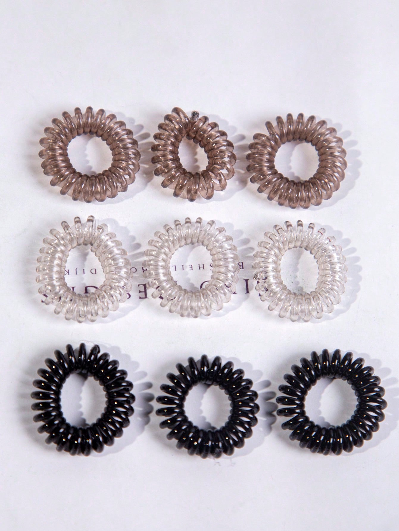 9pcs/Set Simple Traceless Black Spiral Hair Ties For Women's Daily Wear Casual