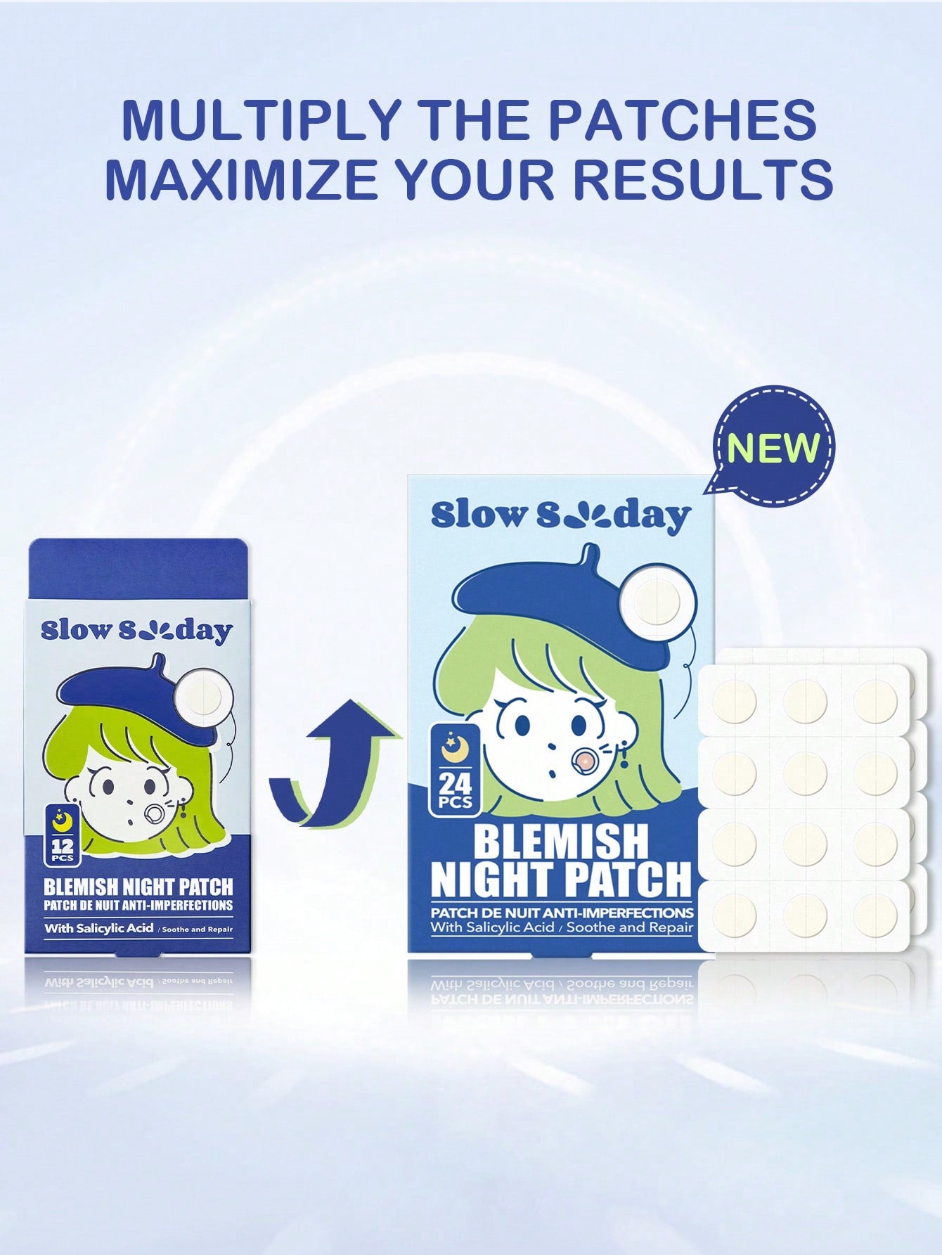 SlowSunday Hydrocolloid Acne Pimple Night Patch 12 PCS, For Covering Zits And Blemishes, Spot Stickers For Face And Skin, Overnight Working Spot Patches Pimple Patches For Acne