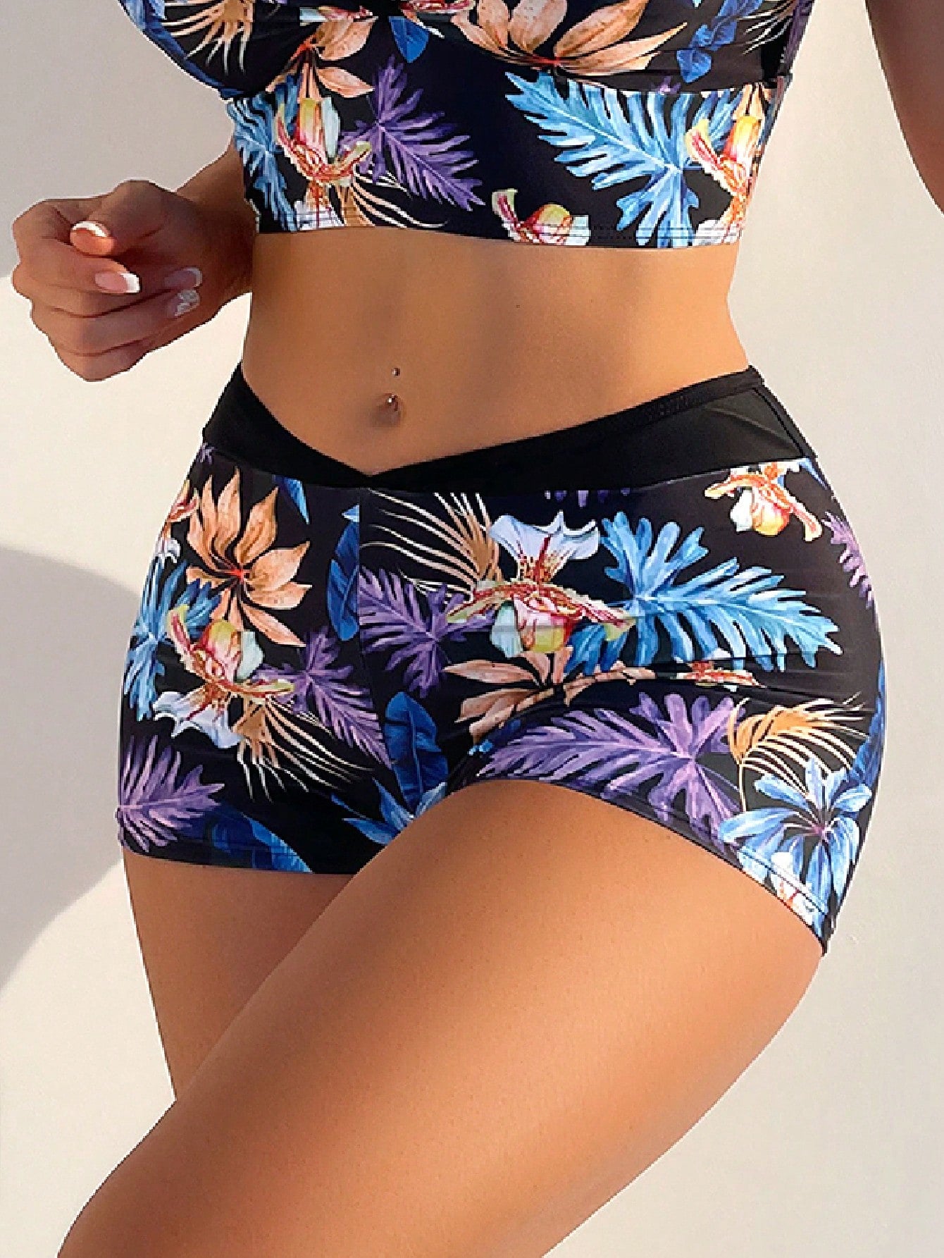 Swim Summer Beach Tropical Print Bikini Bottom