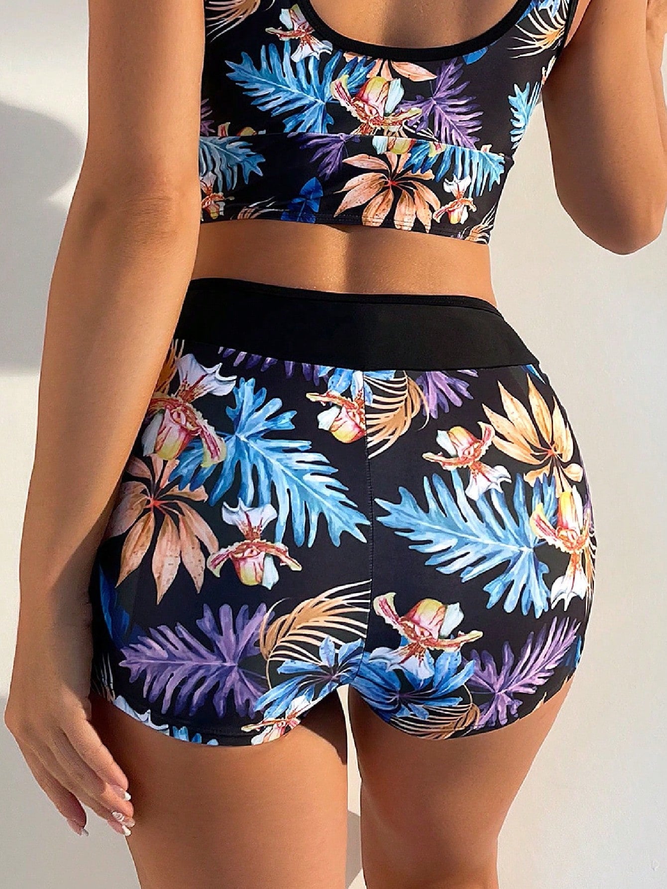 Swim Summer Beach Tropical Print Bikini Bottom