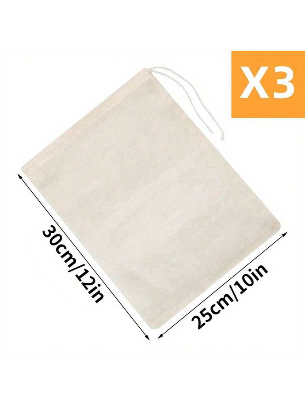 3 Pcs Reusable Cheesecloth Bags, For Straining Coffee Filter Strainers, Mesh Pouch, Squeezable Natural Straining Nut Milk Filter Bag