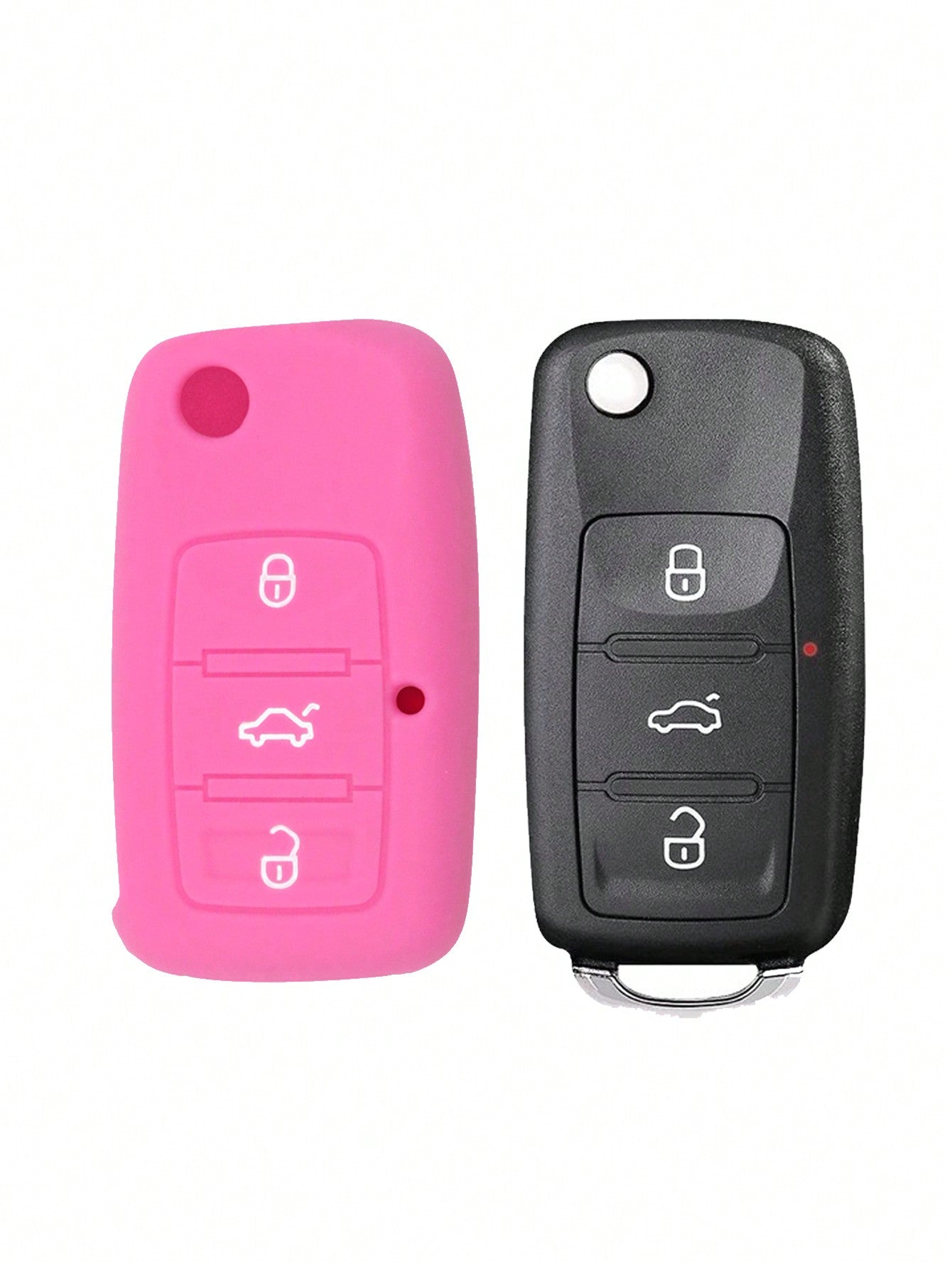 1pc Pink Silicone Car Key Cover For Skoda Car, Anti-drop Key Case