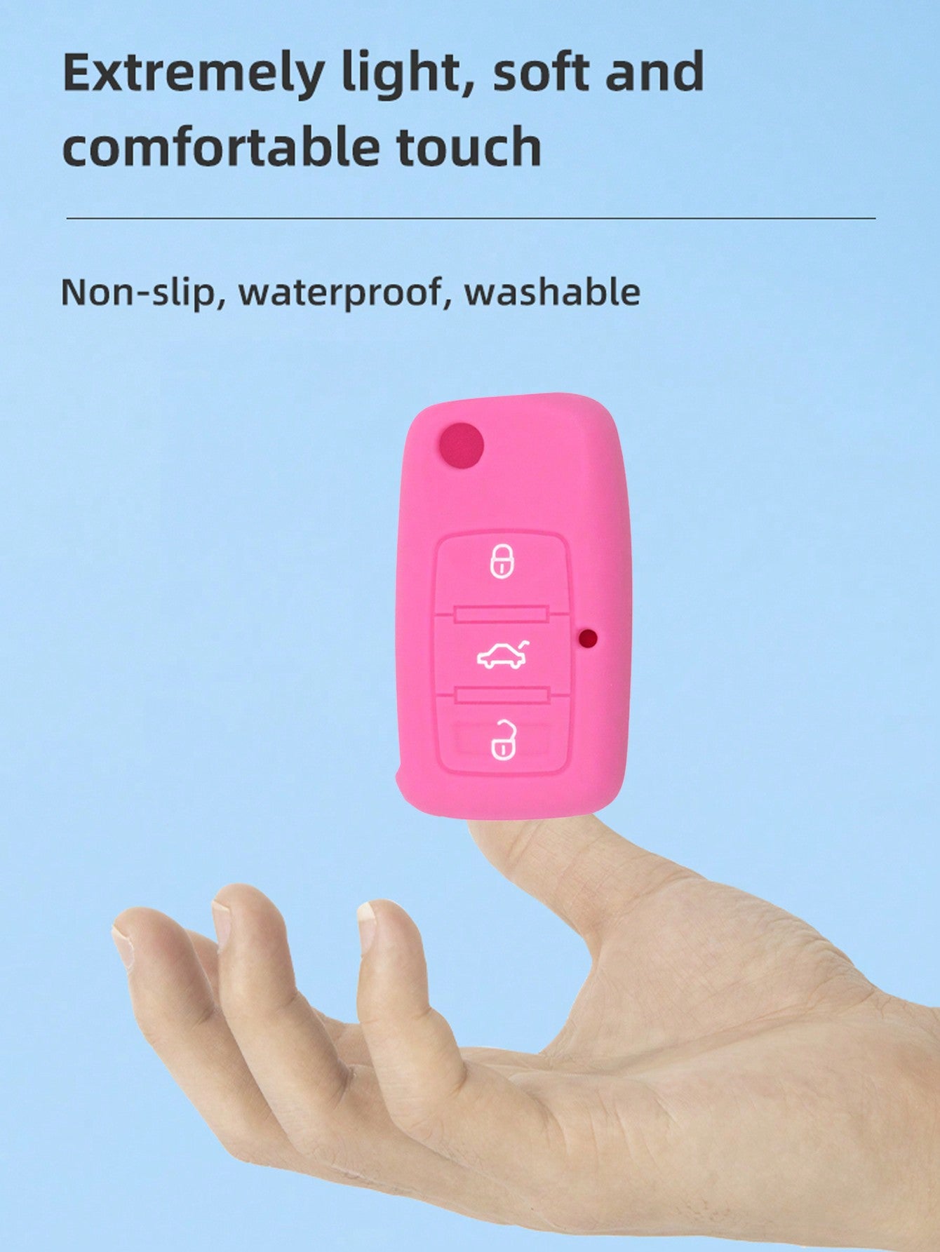 1pc Pink Silicone Car Key Cover For Skoda Car, Anti-drop Key Case