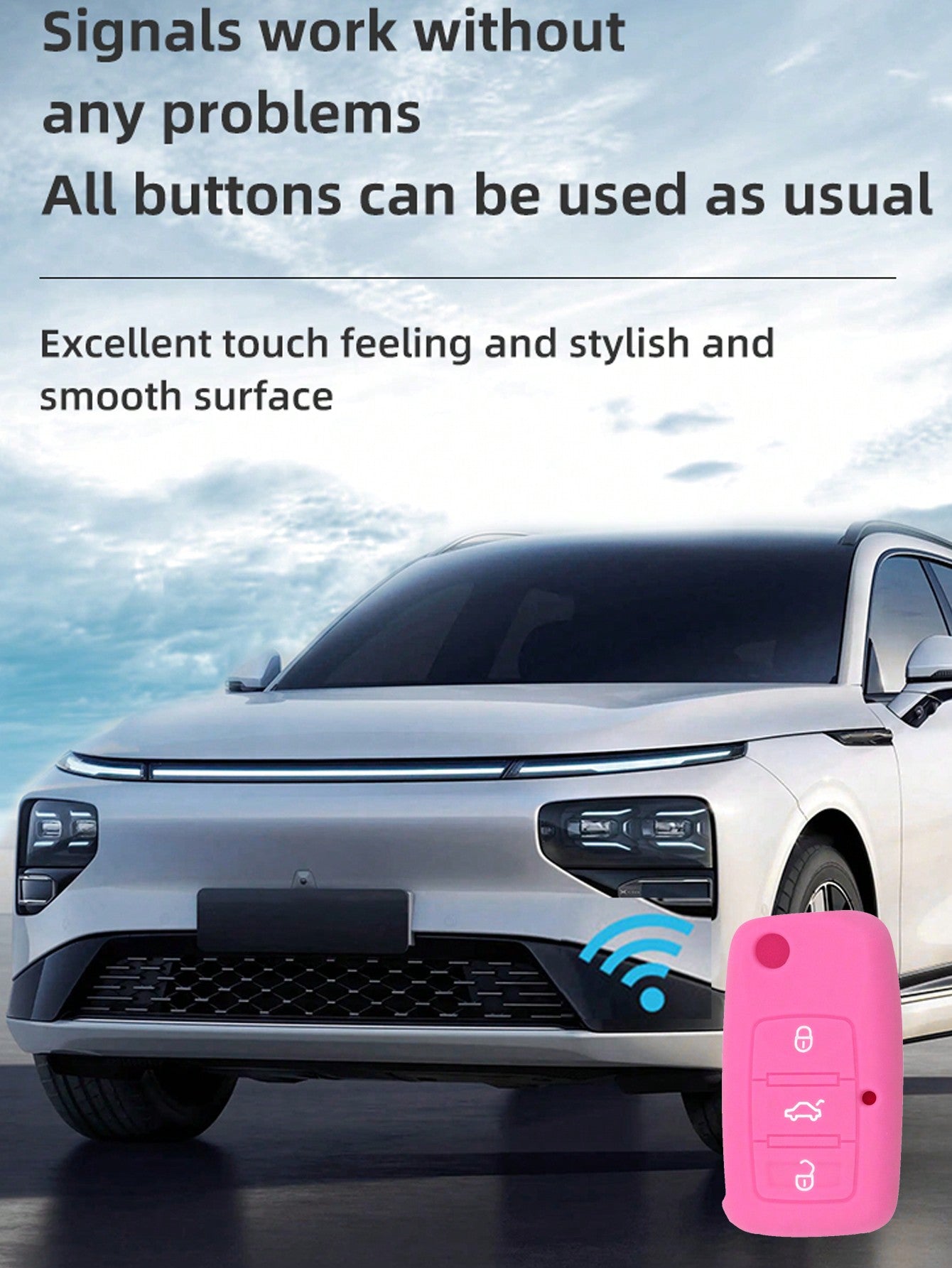 1pc Pink Silicone Car Key Cover For Skoda Car, Anti-drop Key Case