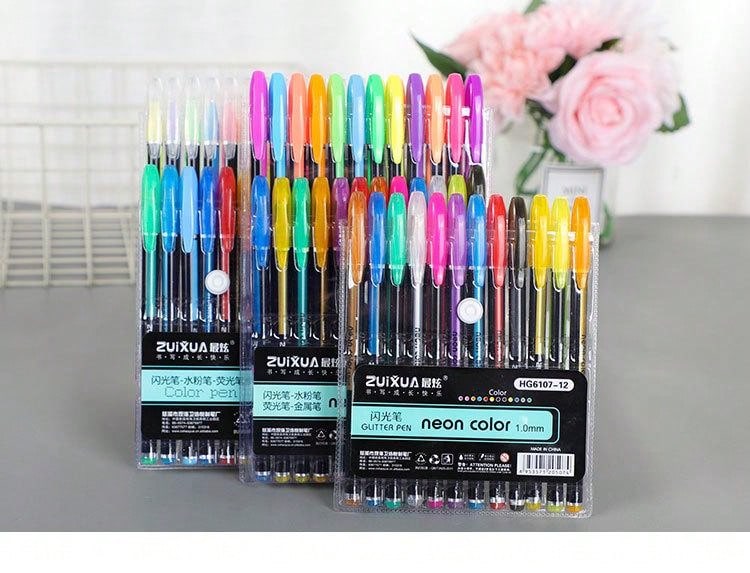 12-60pcs/set Colorful Ballpoint Pens, 1.0mm Point Neutral Art Bullet Journaling Pens