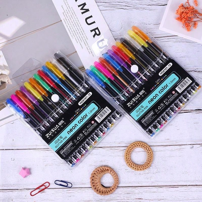 12-60pcs/set Colorful Ballpoint Pens, 1.0mm Point Neutral Art Bullet Journaling Pens