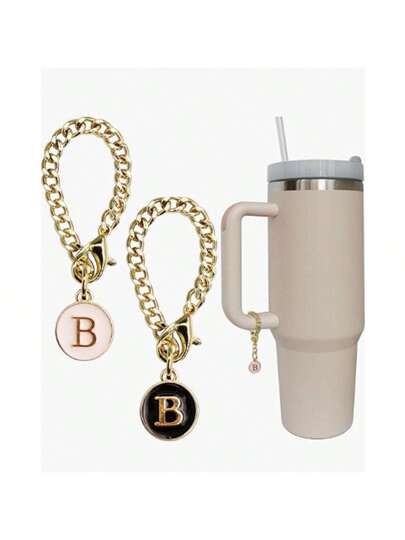 Letter Charm Accessories Compatible With Stanley Cup 2PCS Initial Name ID Personalized Handle Charm Compatible With Stanley Tumbler