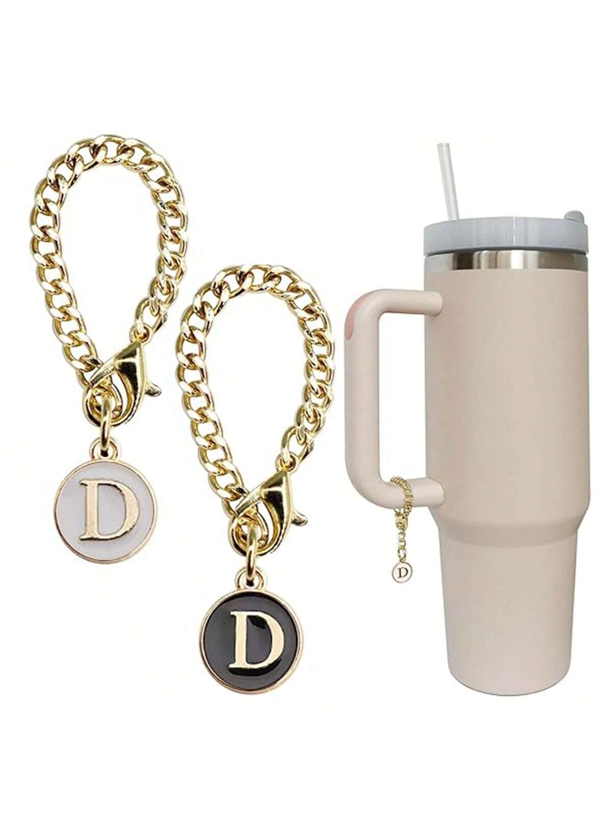 Letter Charm Accessories Compatible With Stanley Cup 2PCS Initial Name ID Personalized Handle Charm Compatible With Stanley Tumbler