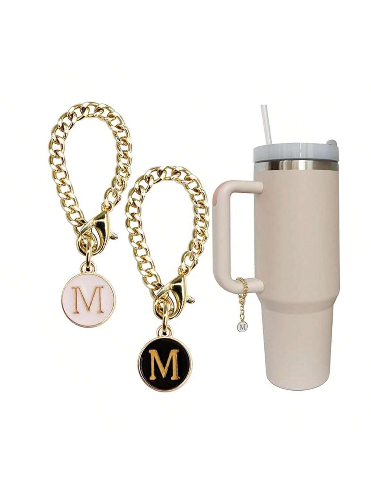 Letter Charm Accessories Compatible With Stanley Cup 2PCS Initial Name ID Personalized Handle Charm Compatible With Stanley Tumbler