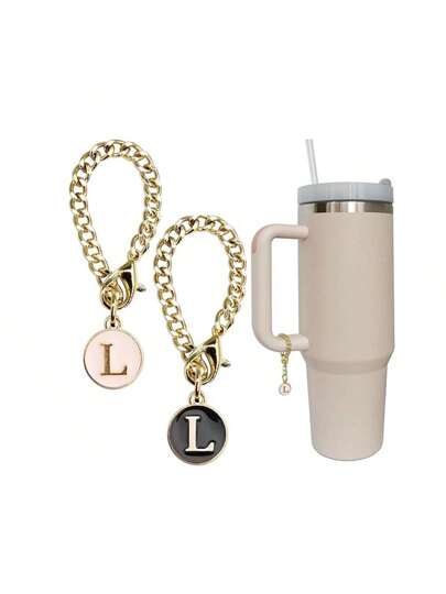 Letter Charm Accessories Compatible With Stanley Cup 2PCS Initial Name ID Personalized Handle Charm Compatible With Stanley Tumbler