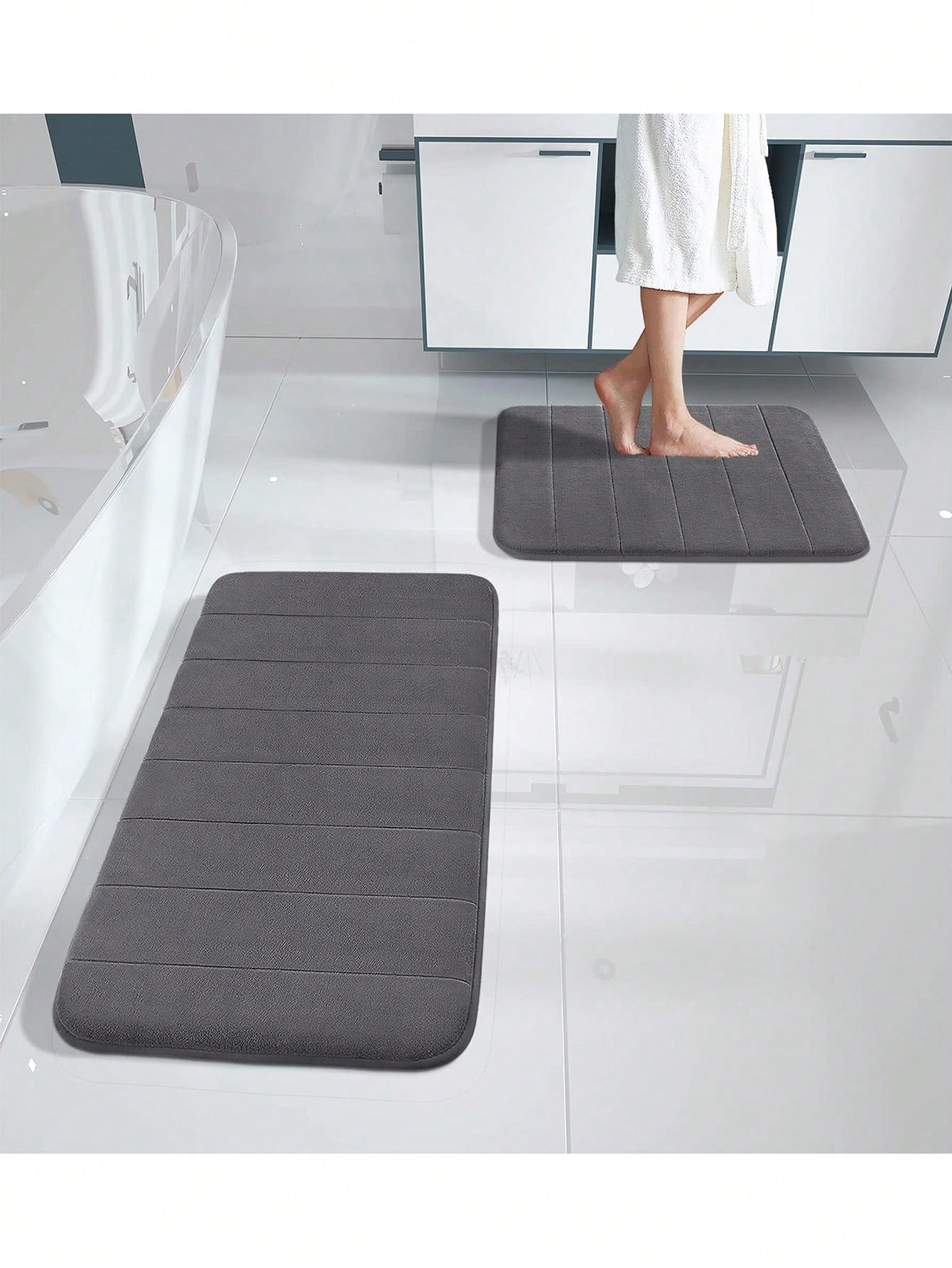 1pc Simple Style Soft Slow Rebound Memory Sponge Absorbent Anti-skid Bath Mat, Bathroom, Toilet