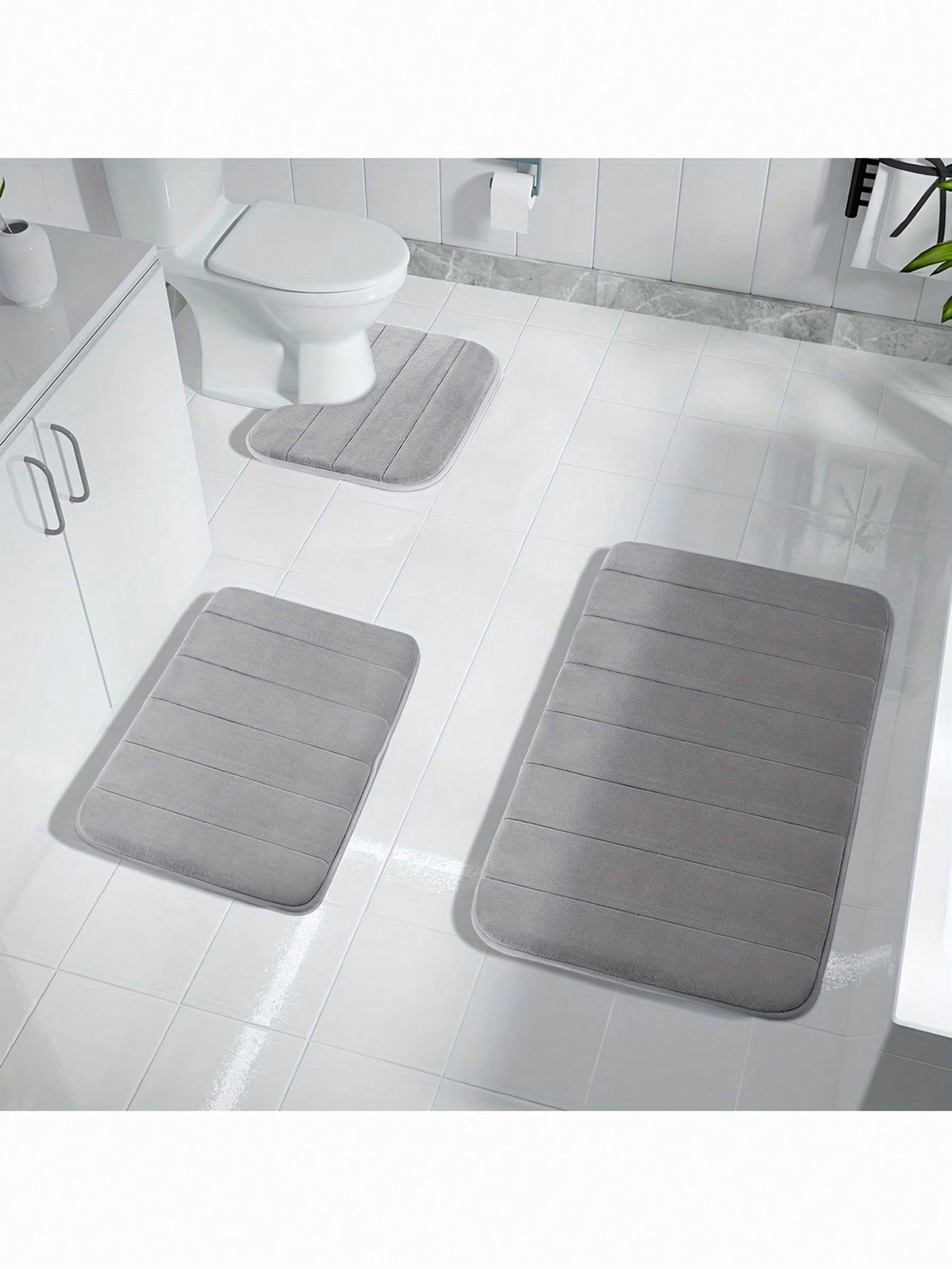 1pc Simple Style Soft Slow Rebound Memory Sponge Absorbent Anti-skid Bath Mat, Bathroom, Toilet