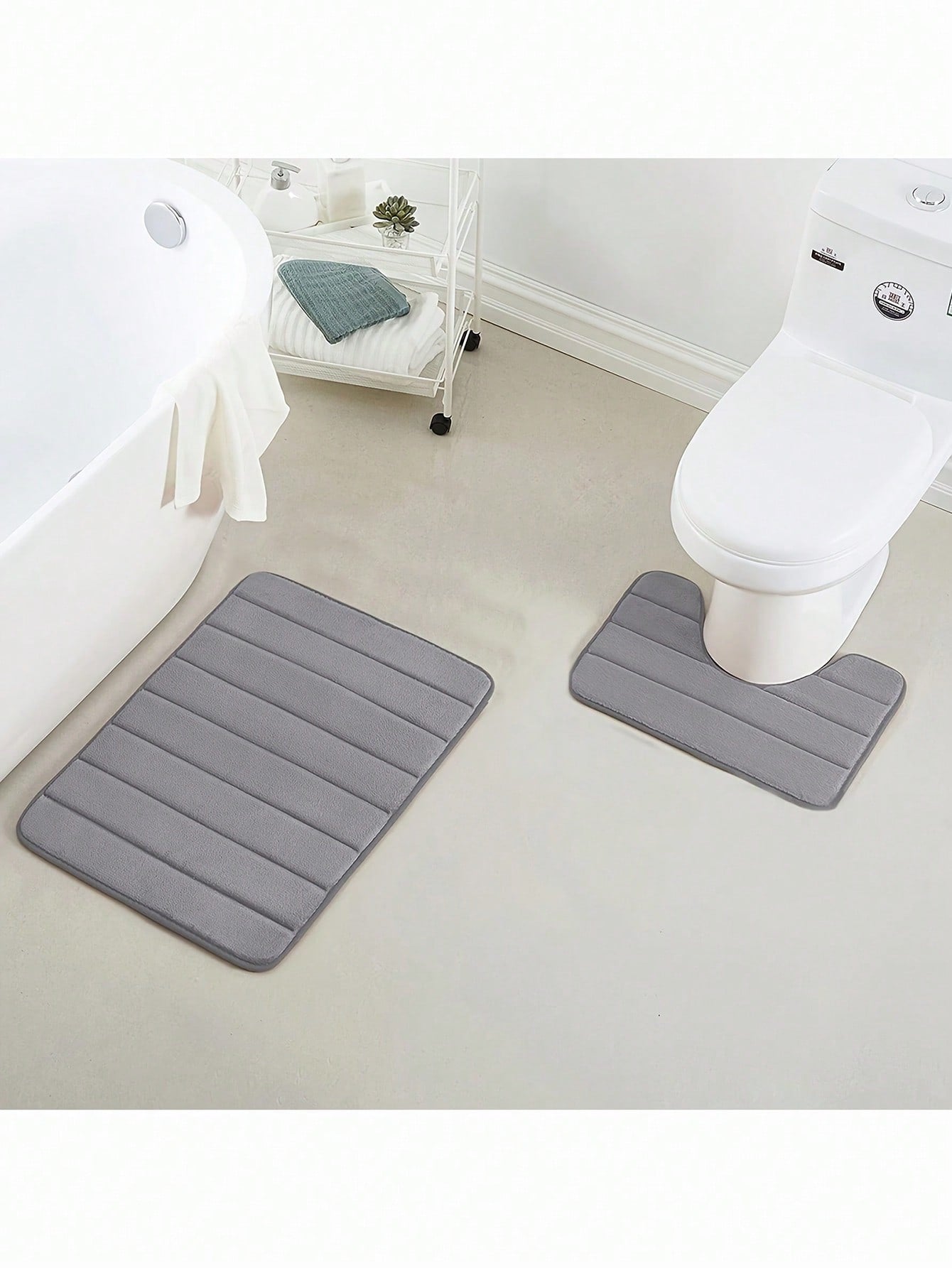 1pc Simple Style Soft Slow Rebound Memory Sponge Absorbent Anti-skid Bath Mat, Bathroom, Toilet