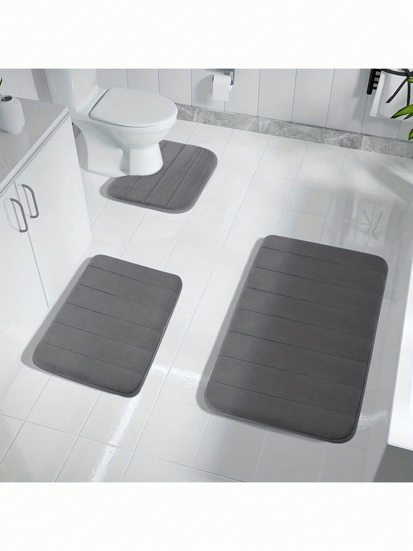 1pc Simple Style Soft Slow Rebound Memory Sponge Absorbent Anti-skid Bath Mat, Bathroom, Toilet