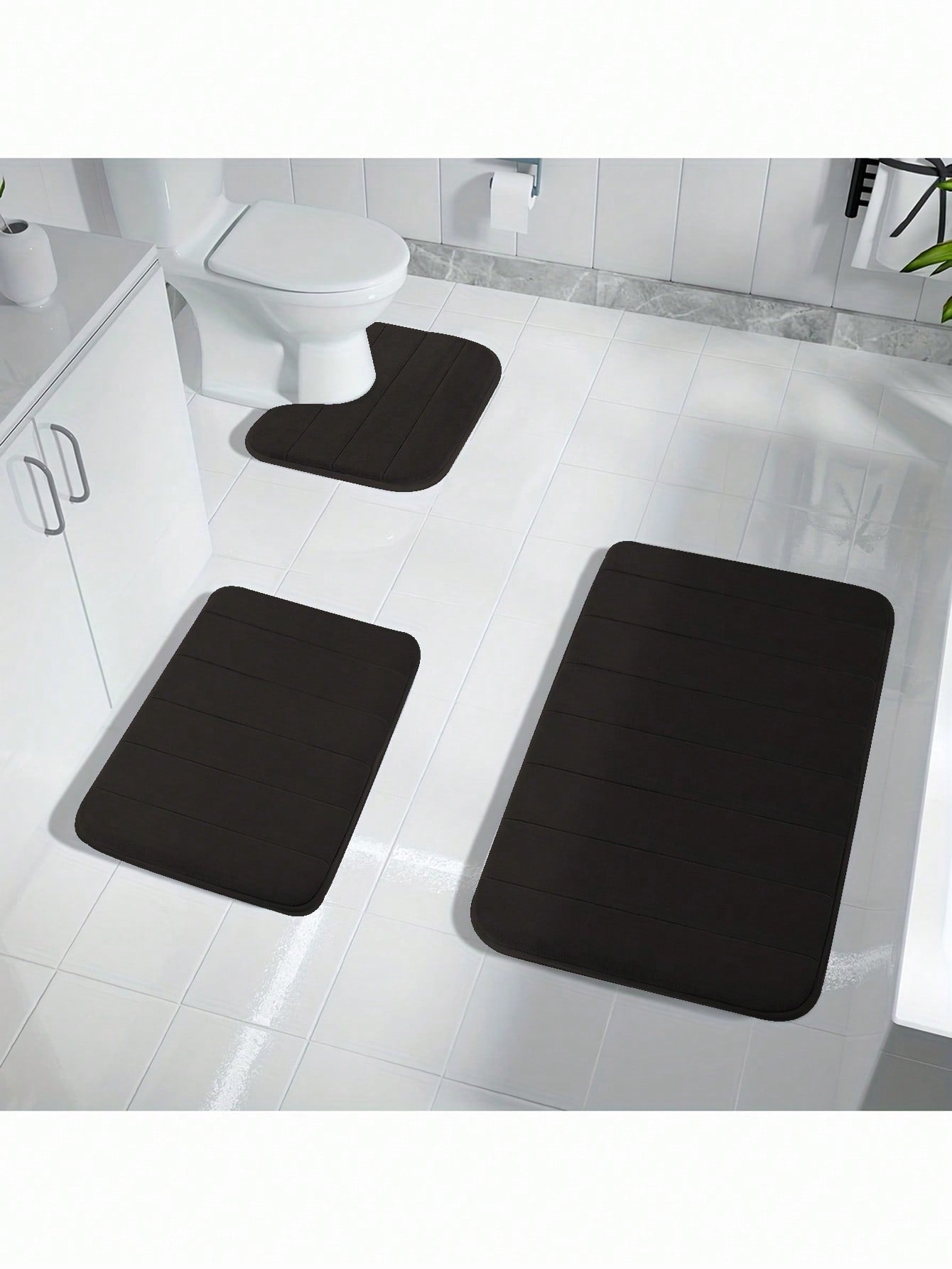 1pc Simple Style Soft Slow Rebound Memory Sponge Absorbent Anti-skid Bath Mat, Bathroom, Toilet