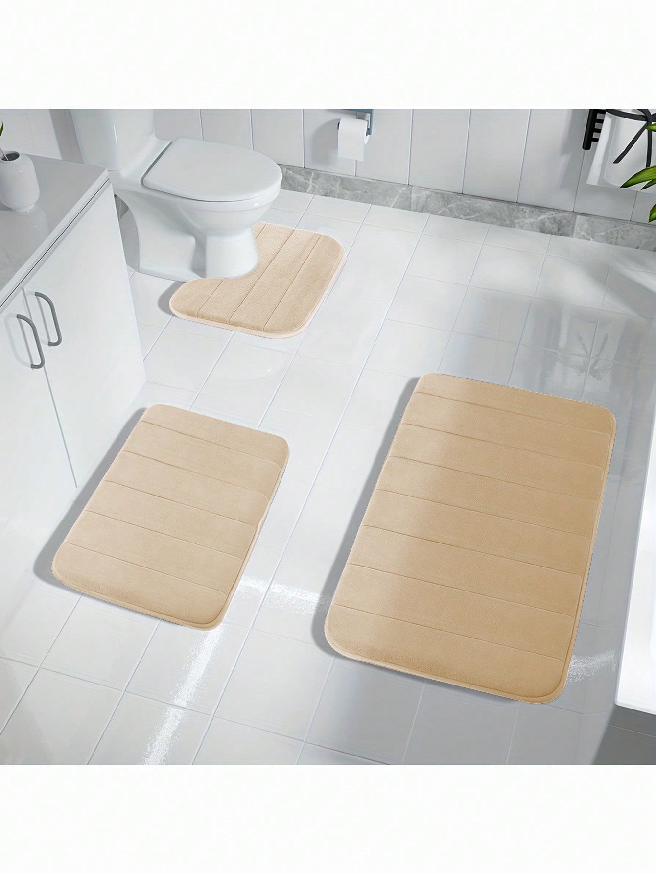 1pc Simple Style Soft Slow Rebound Memory Sponge Absorbent Anti-skid Bath Mat, Bathroom, Toilet