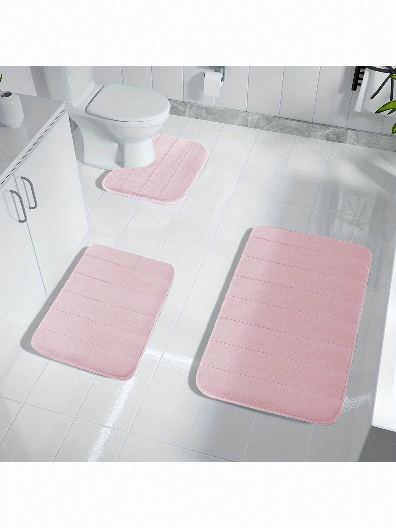 1pc Simple Style Soft Slow Rebound Memory Sponge Absorbent Anti-skid Bath Mat, Bathroom, Toilet