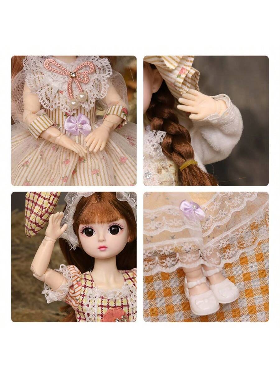 30cm Bjd Doll Doll 20 Joints Movable Suit Doll Princess Skirt Doll Vinyl Body Doll Gift