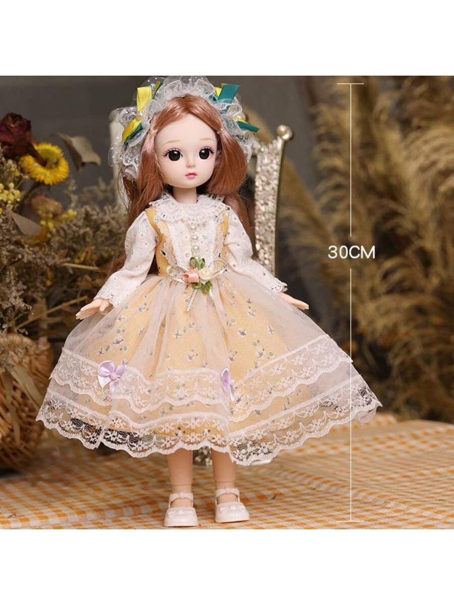 30cm Bjd Doll Doll 20 Joints Movable Suit Doll Princess Skirt Doll Vinyl Body Doll Gift