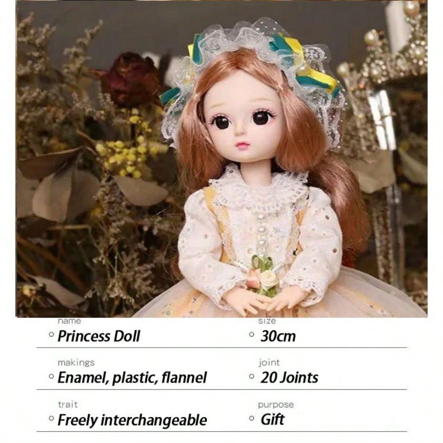 30cm Bjd Doll Doll 20 Joints Movable Suit Doll Princess Skirt Doll Vinyl Body Doll Gift