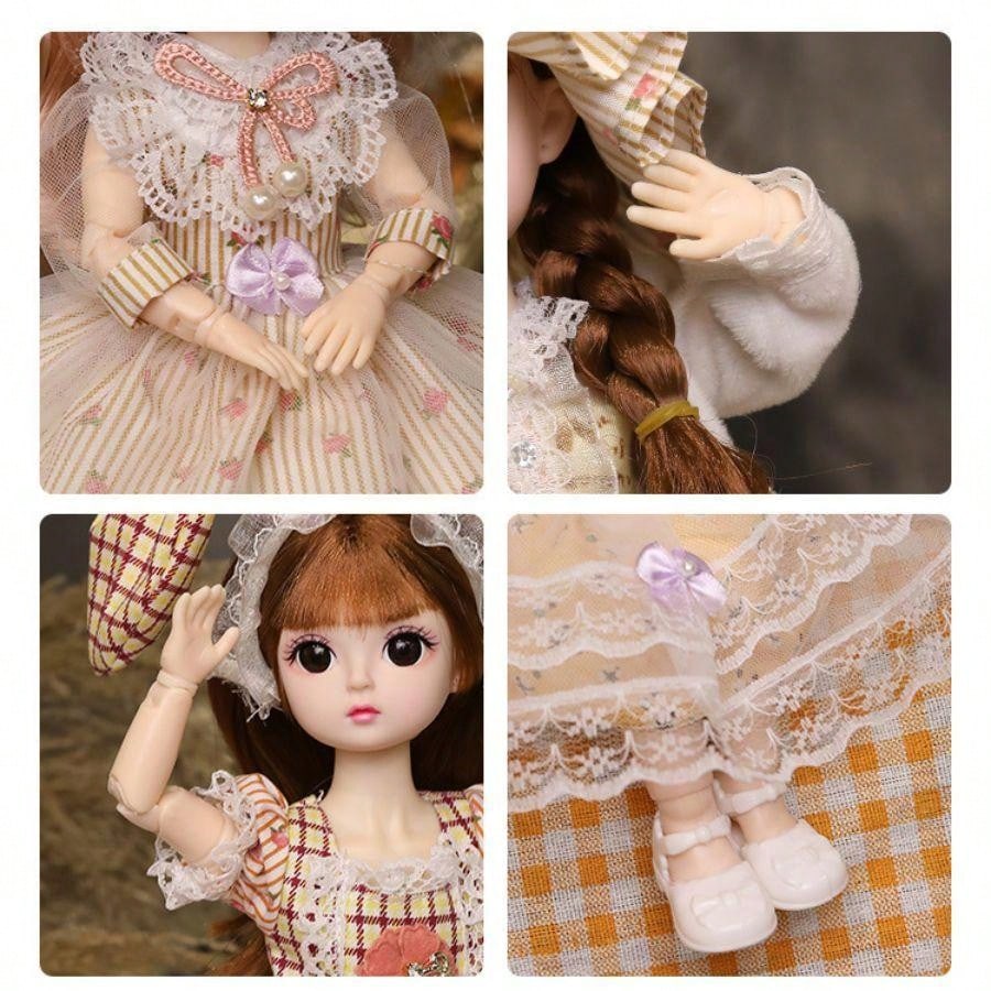 30cm Bjd Doll Doll 20 Joints Movable Suit Doll Princess Skirt Doll Vinyl Body Doll Gift