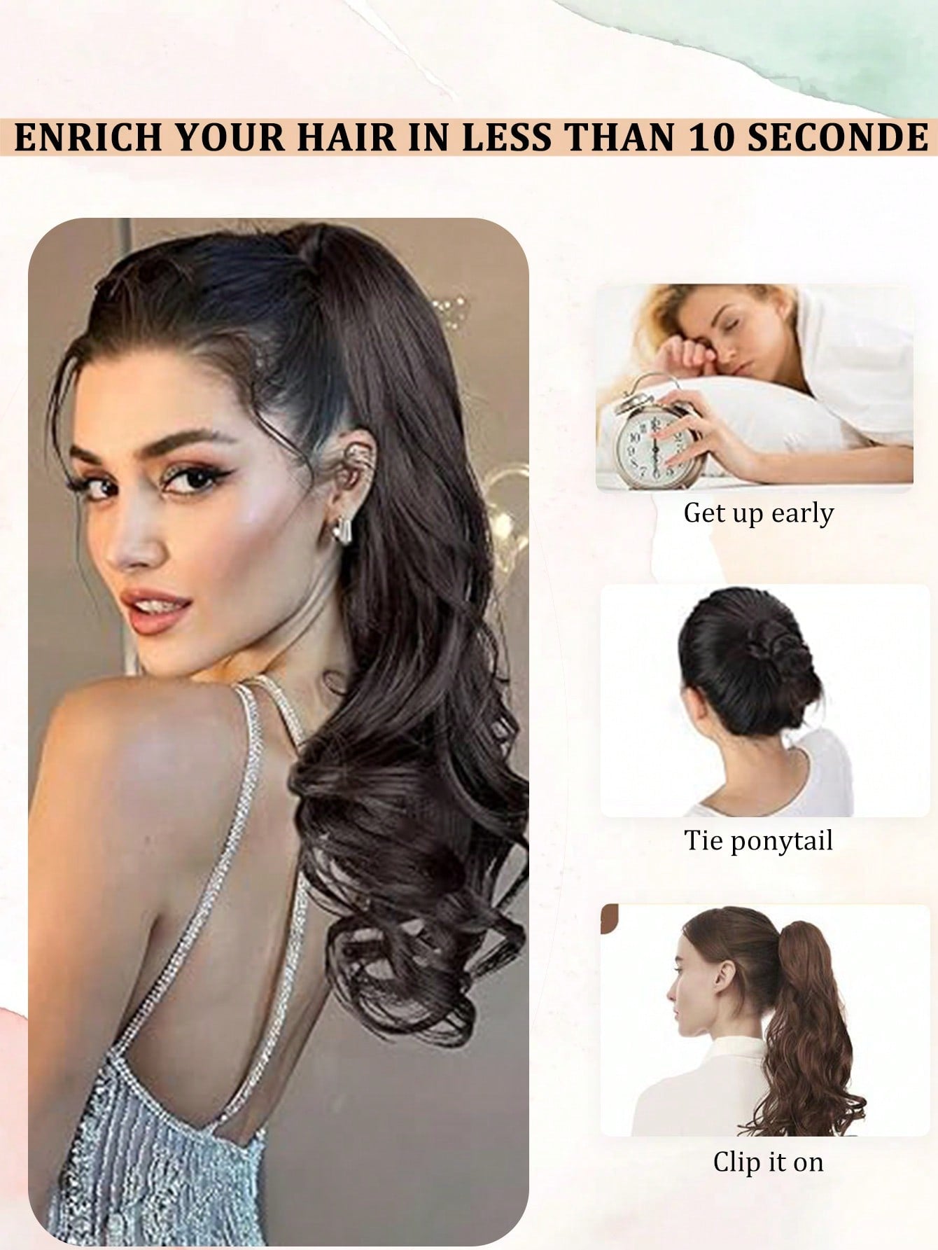 Claw Clip Ponytail Extension Curly Wavy  Clip in  Long Ponytails Hair  Extensions Synthetic  Hairpiece for Women