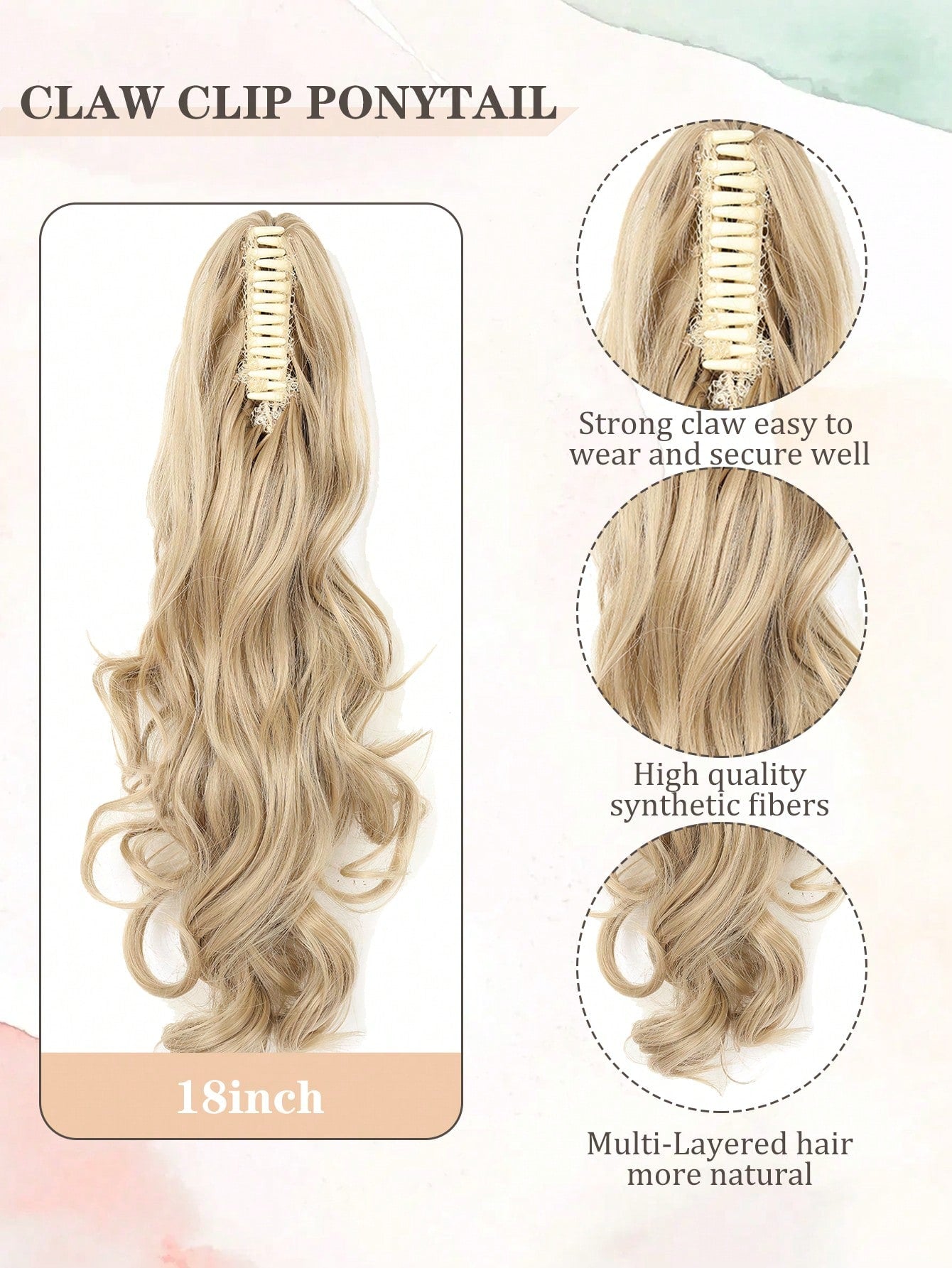 Claw Clip Ponytail Extension Curly Wavy  Clip in  Long Ponytails Hair  Extensions Synthetic  Hairpiece for Women