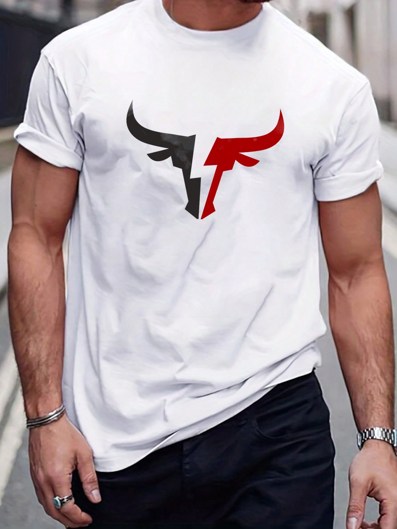 Manfinity Homme Men's Bull Head Printed T-shirt