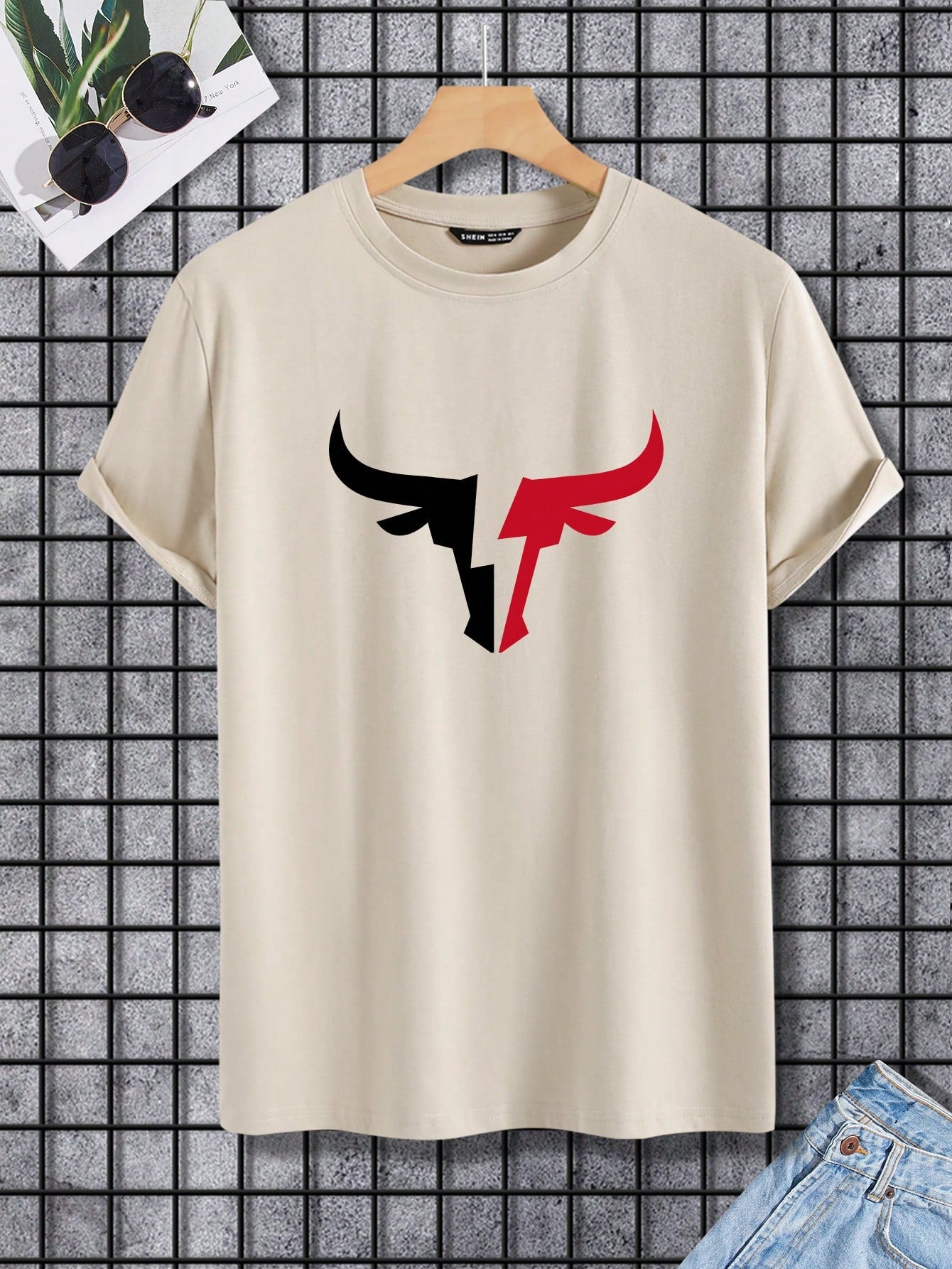 Manfinity Homme Men's Bull Head Printed T-shirt