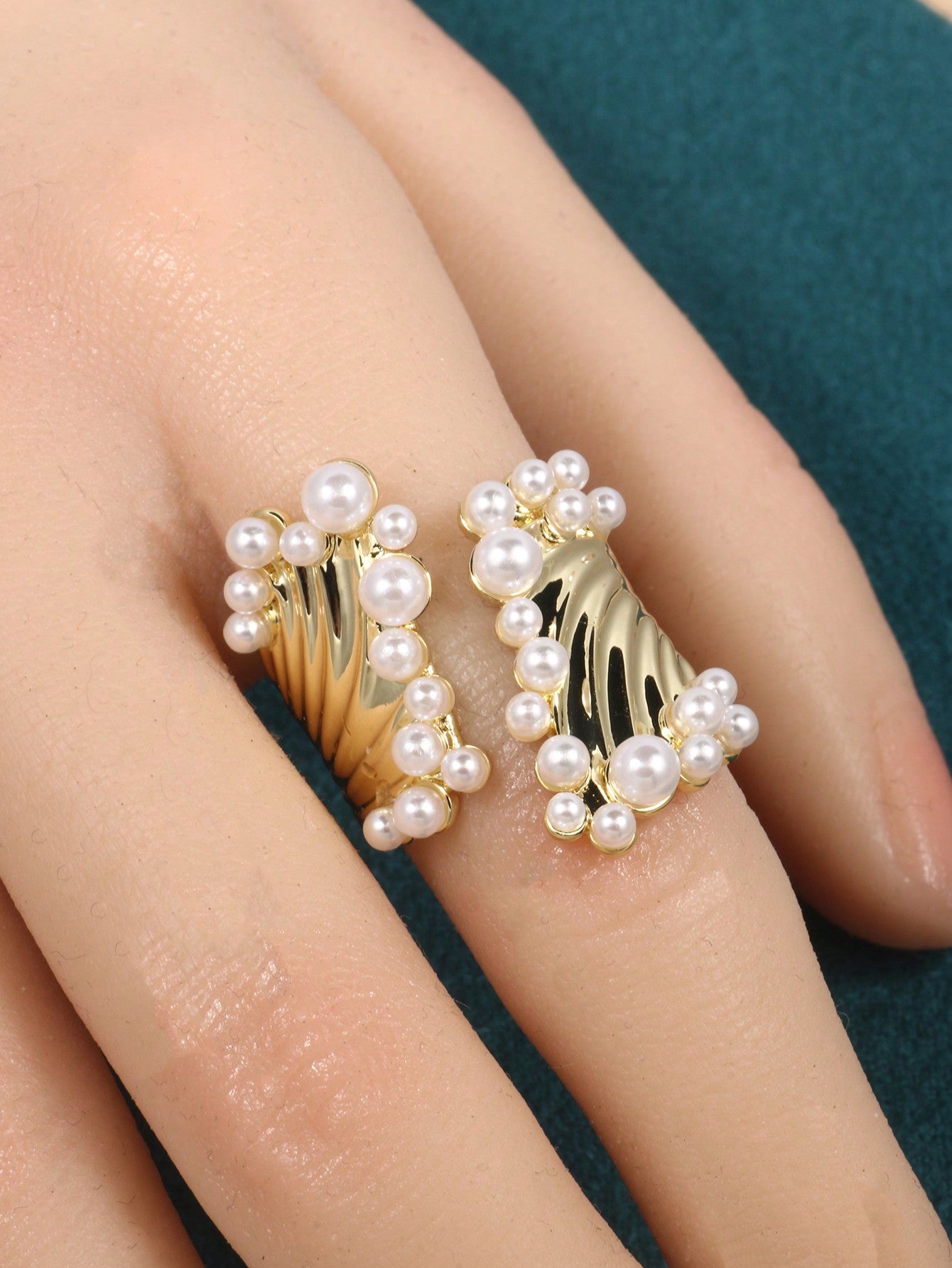 1pc Bold & Fashionable Wide Bead Design Decorative Ring