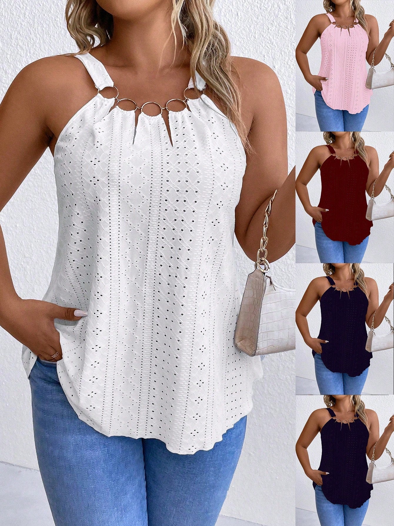 LUNE Plus Size Women Summer Casual Ring Connected Camisole