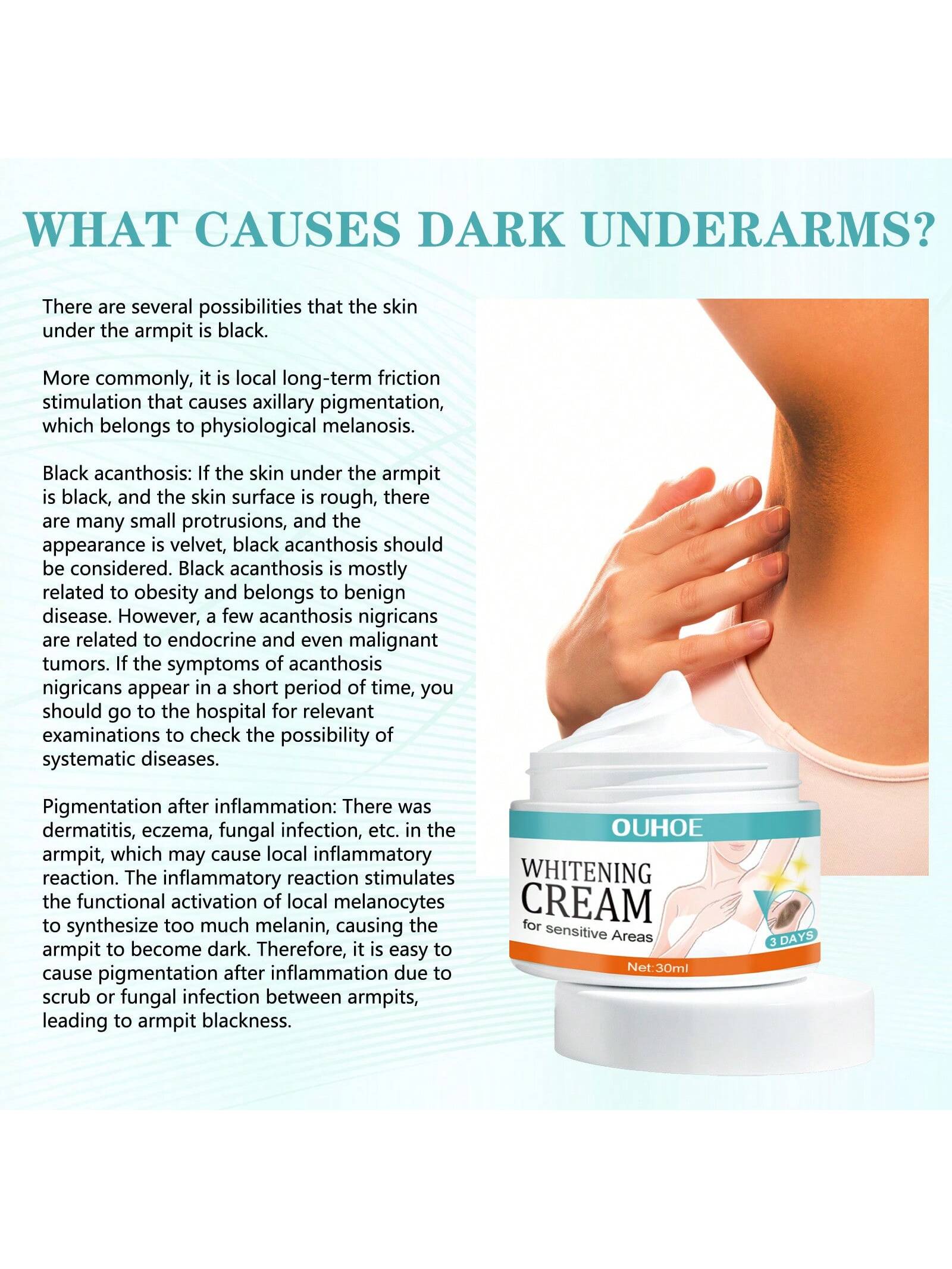 30ml Underarm Whitening Cream Lighten Underarm Joints Elbow  Hydrating Skin Brightening Cream