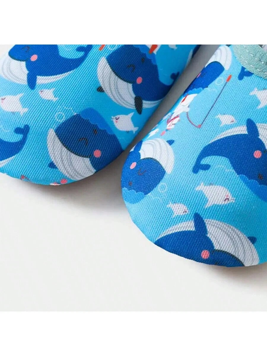 1pair Baby Girls' & Boys' Cartoon Pattern Anti-Slip Soft Sole Indoor Slipper Socks, Spring And Autumn