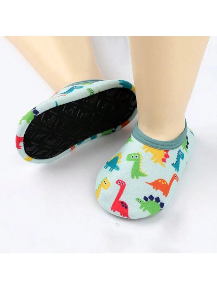 1pair Baby Girls' & Boys' Cartoon Pattern Anti-Slip Soft Sole Indoor Slipper Socks, Spring And Autumn