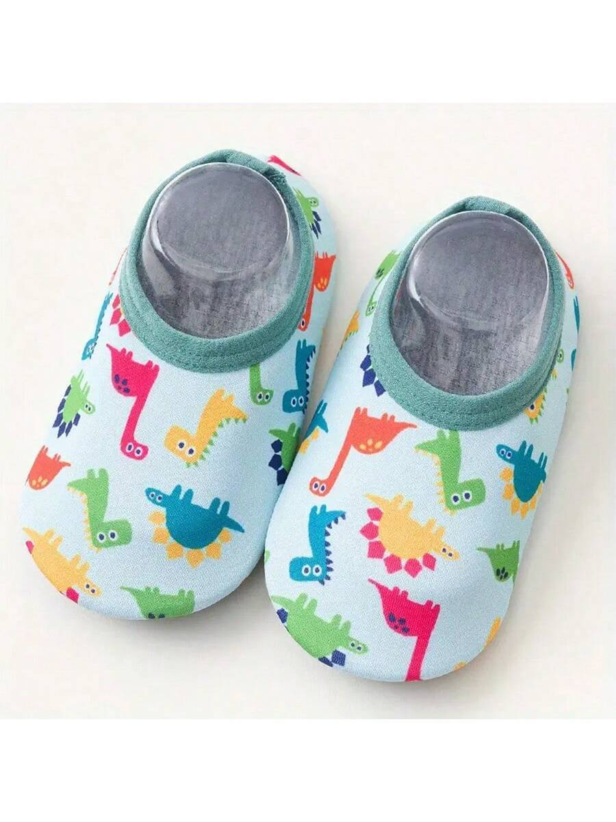 1pair Baby Girls' & Boys' Cartoon Pattern Anti-Slip Soft Sole Indoor Slipper Socks, Spring And Autumn