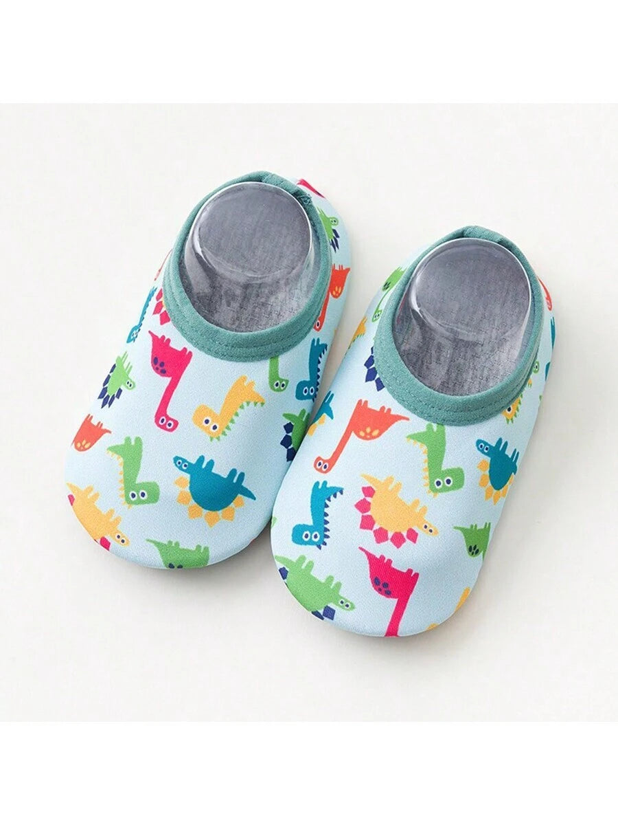 1pair Baby Girls' & Boys' Cartoon Pattern Anti-Slip Soft Sole Indoor Slipper Socks, Spring And Autumn