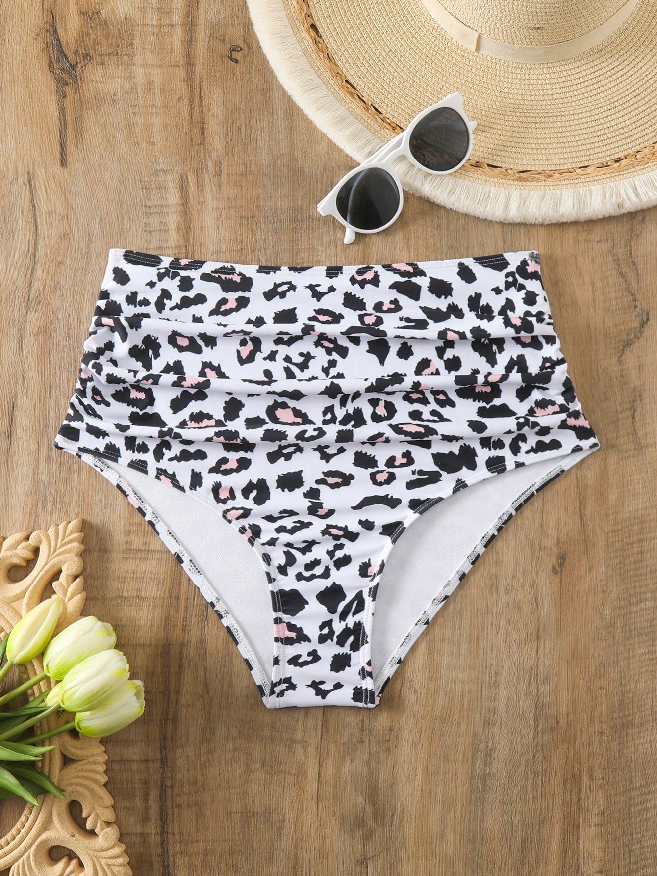 Swim Summer Beach Women's Leopard Print High Waist Bikini Bottom