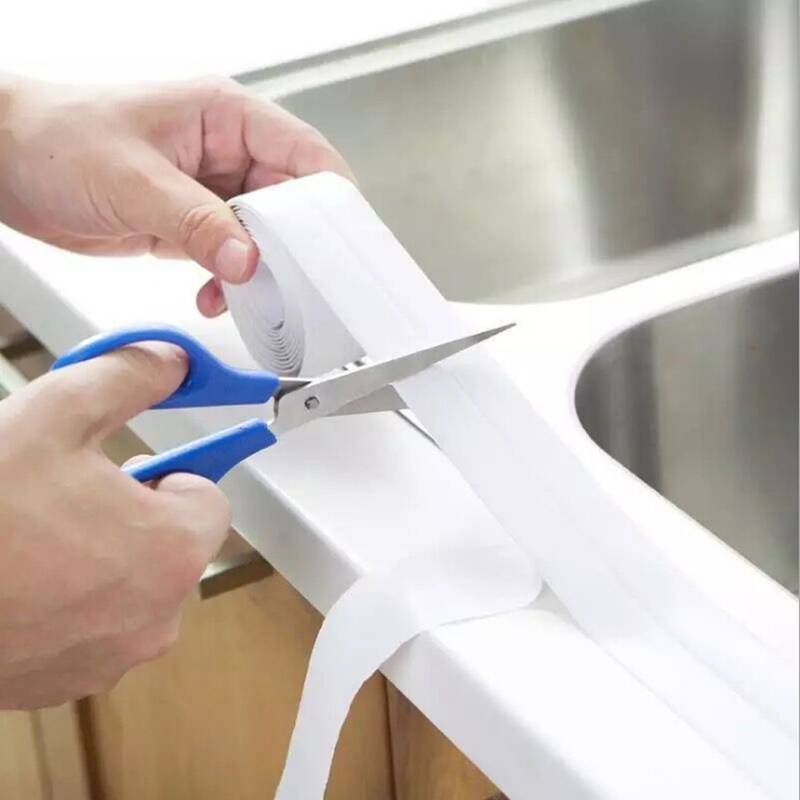 1pc Waterproof PVC Self-Adhesive Sealing Tape, Spot-Clean Bathroom Kitchen Sink Wall Shower Sealant Strip, Easy to Apply and Remove, Waterproof Sealant