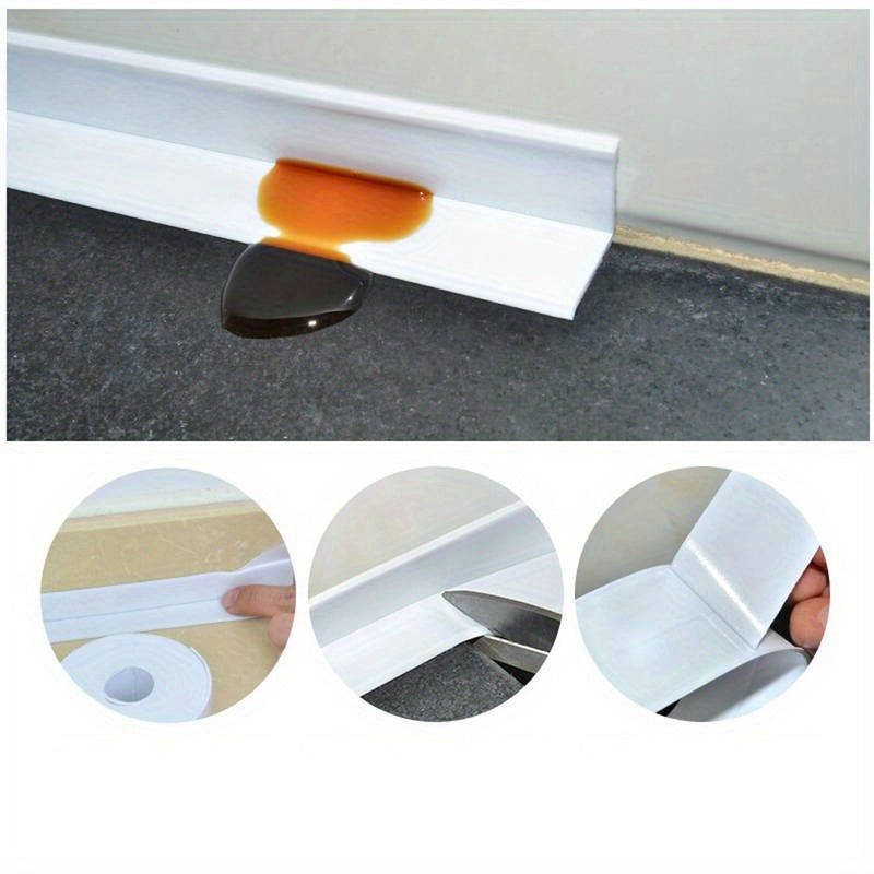 1pc Waterproof PVC Self-Adhesive Sealing Tape, Spot-Clean Bathroom Kitchen Sink Wall Shower Sealant Strip, Easy to Apply and Remove, Waterproof Sealant