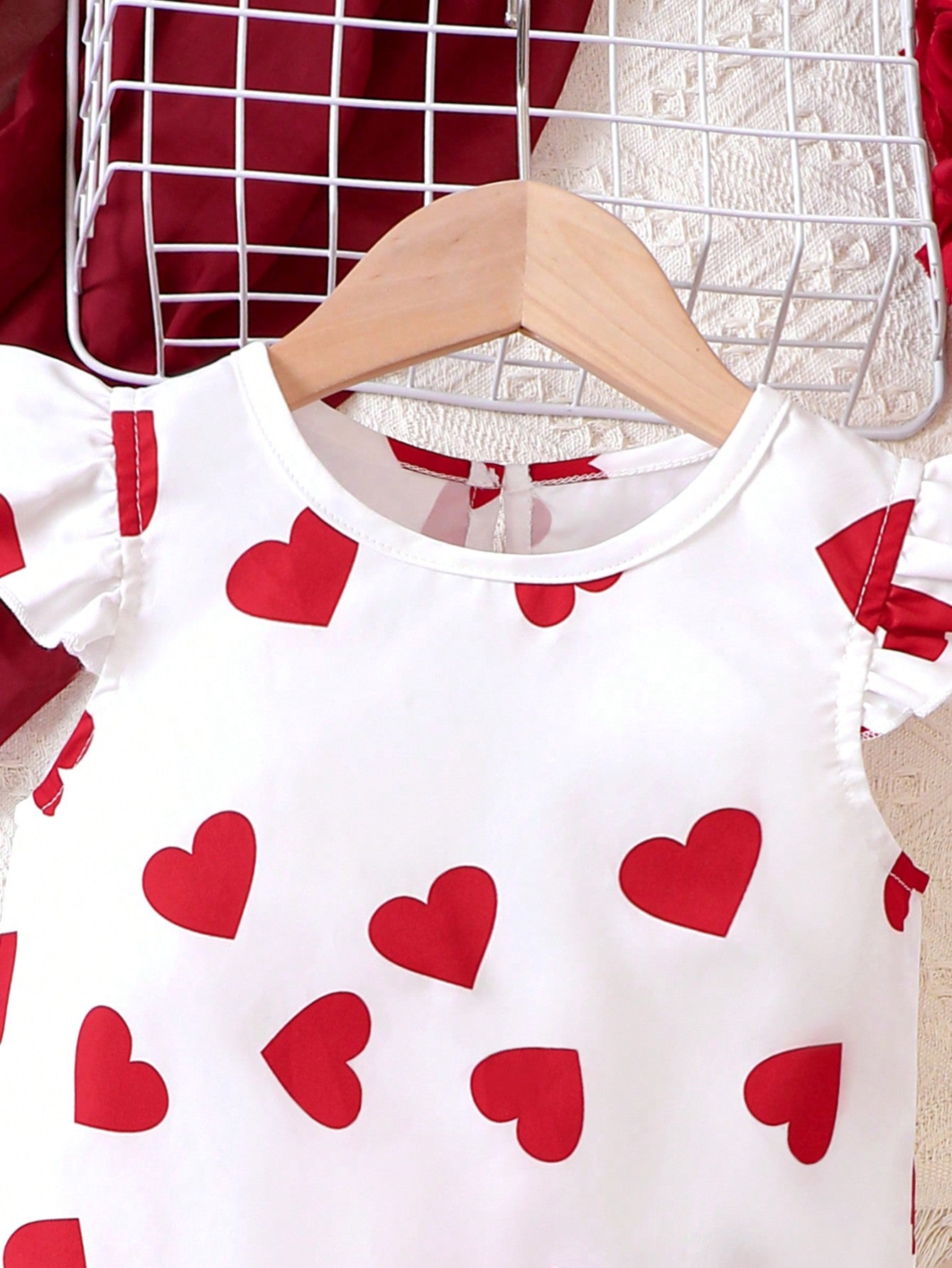 Young Girl Heart Printed Cap Sleeve Top & Bloomer Shorts Set